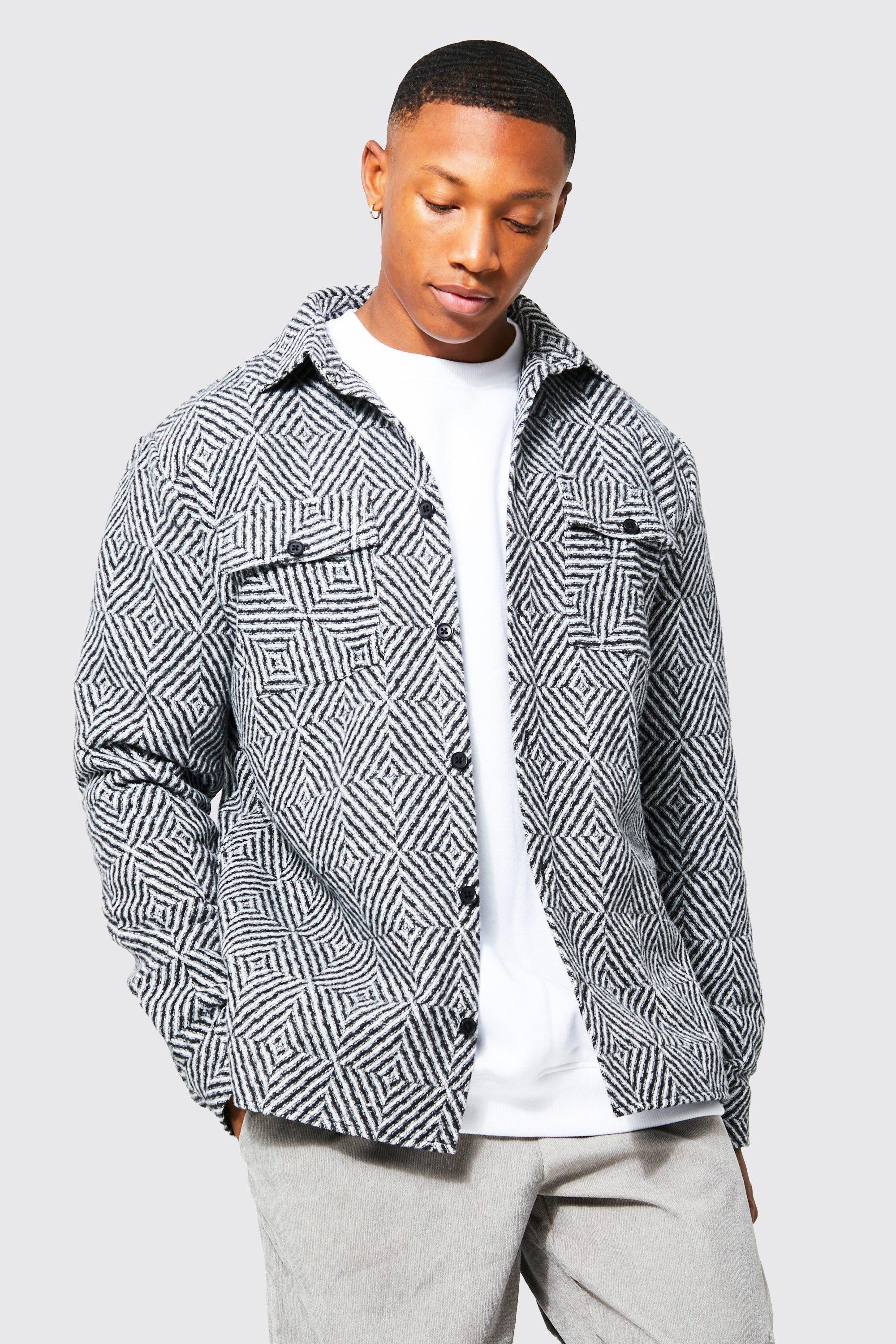 Jacquard Overshirt | boohooMAN USA