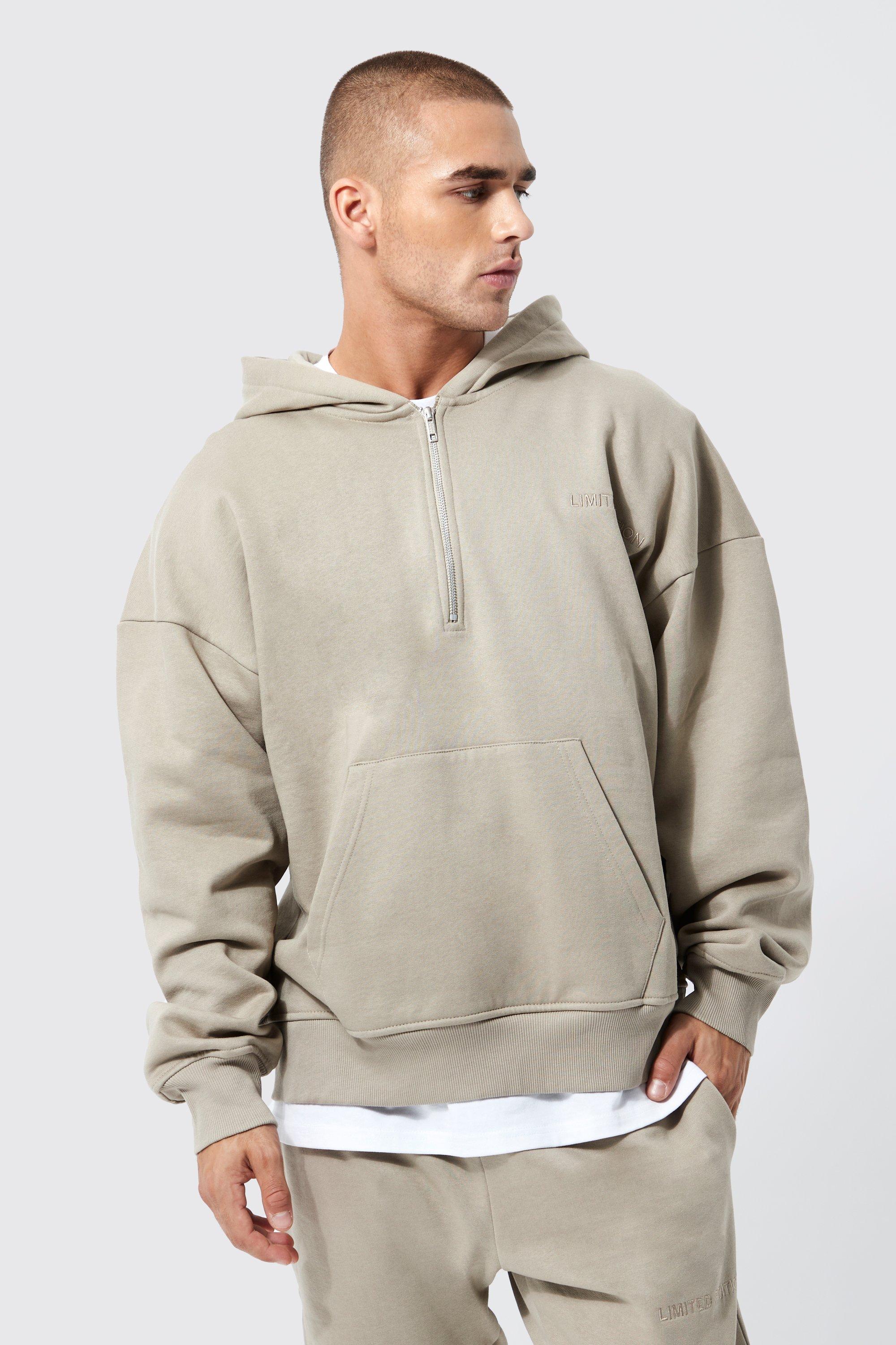 Beige Half-Zip Hoodie