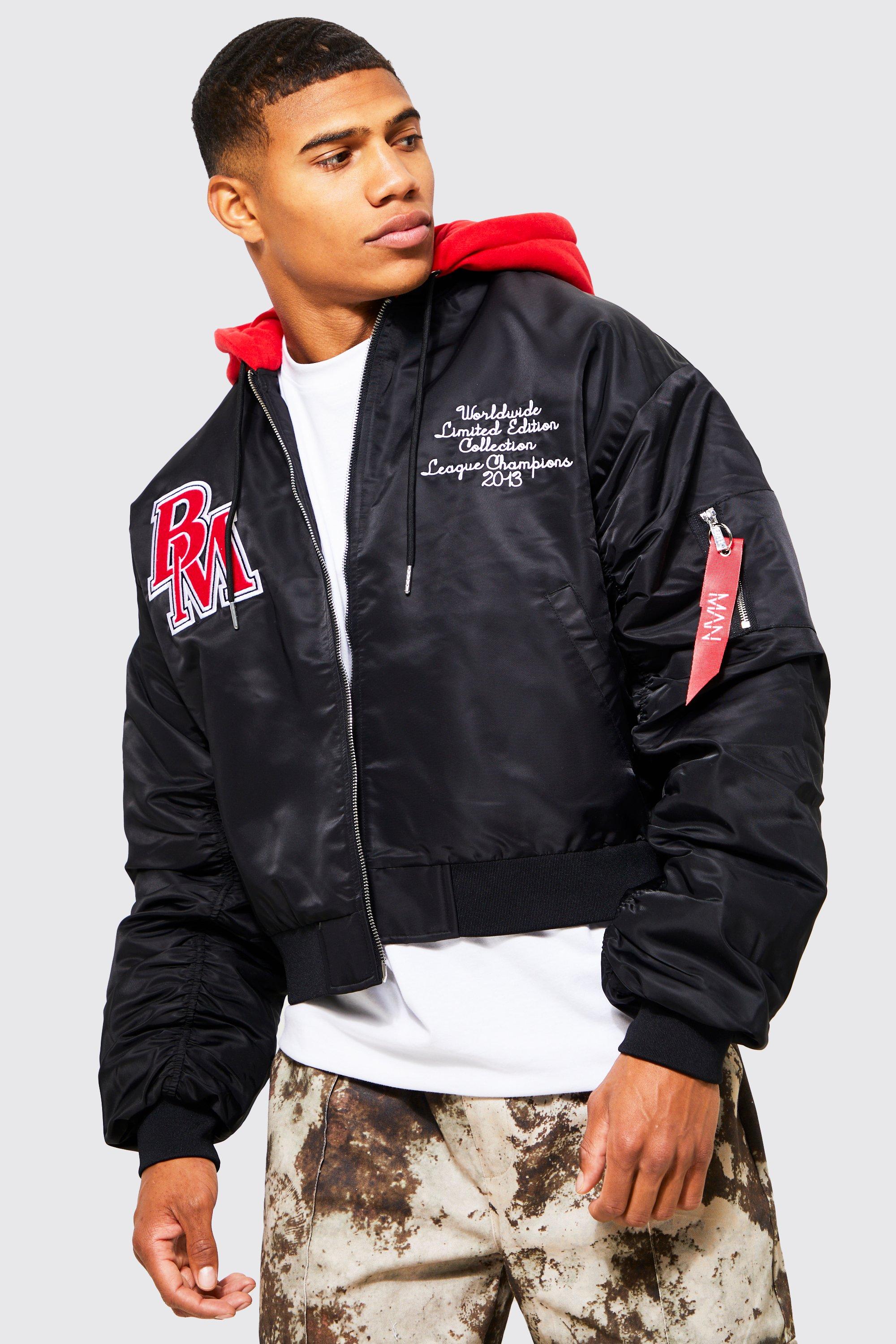 Cotton on Men - Varsity Bomber Jacket - Black