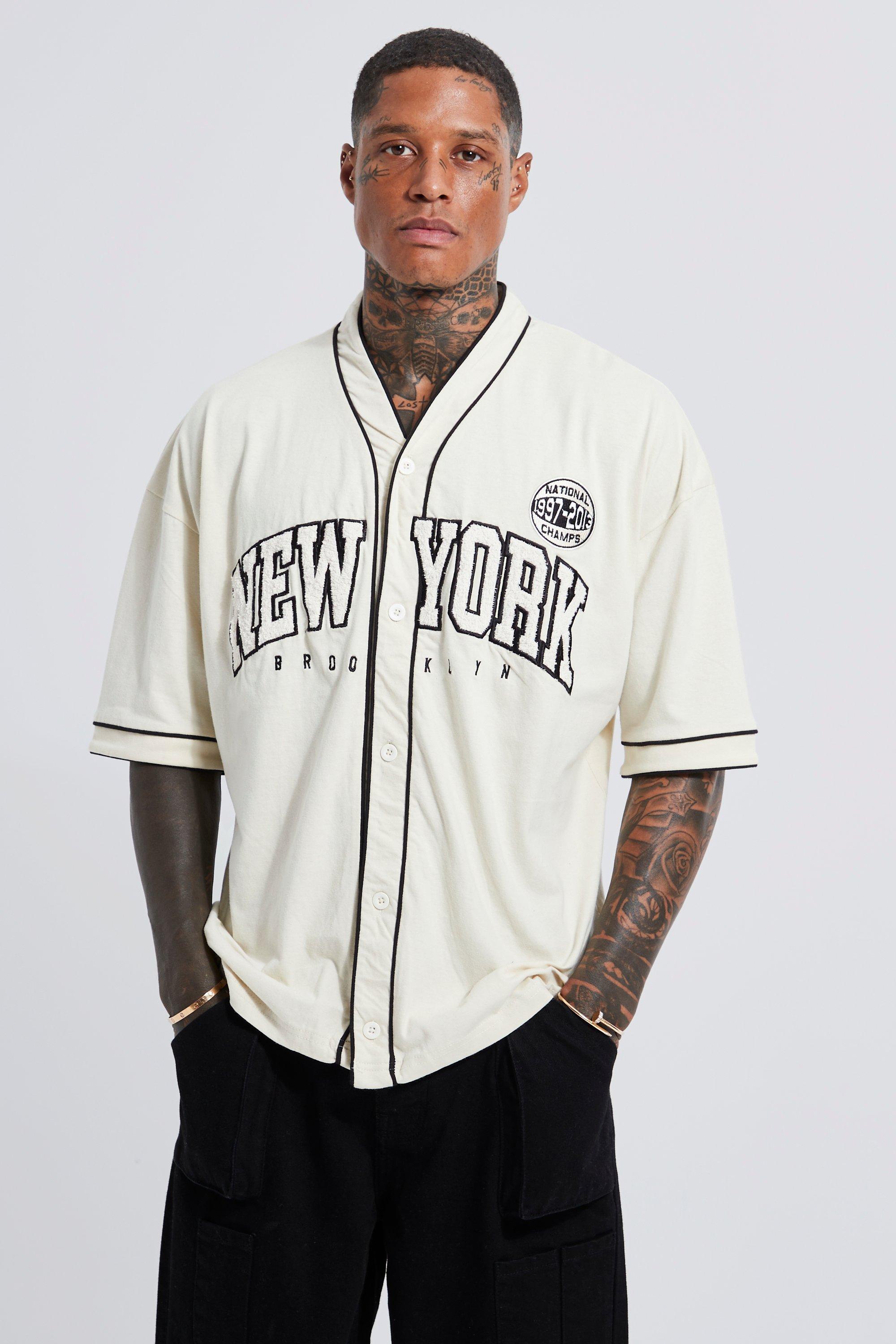 Oversized New York Jersey Baseball Shirt | boohooMAN