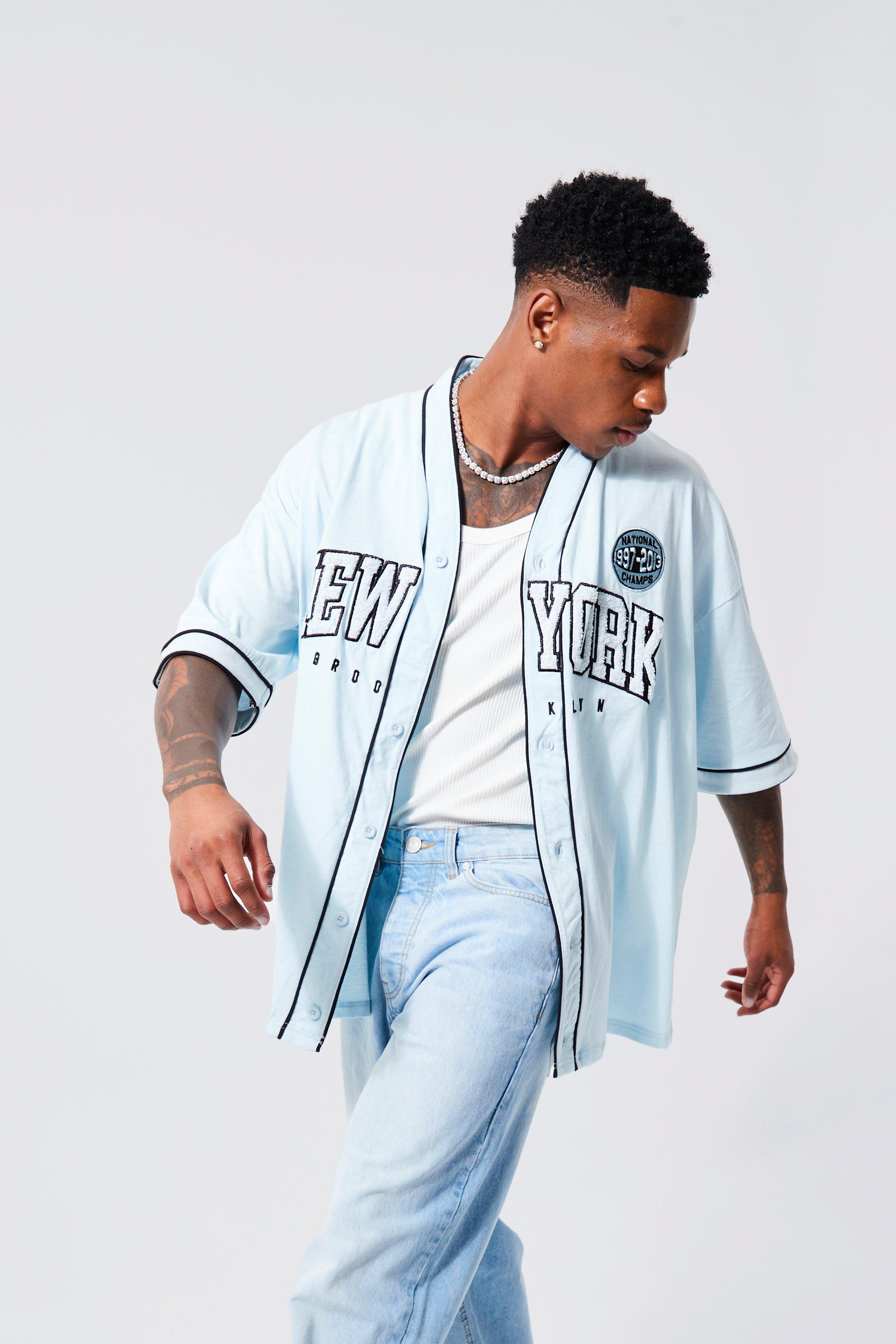 Oversized New York Jersey Baseball Shirt | boohooMAN