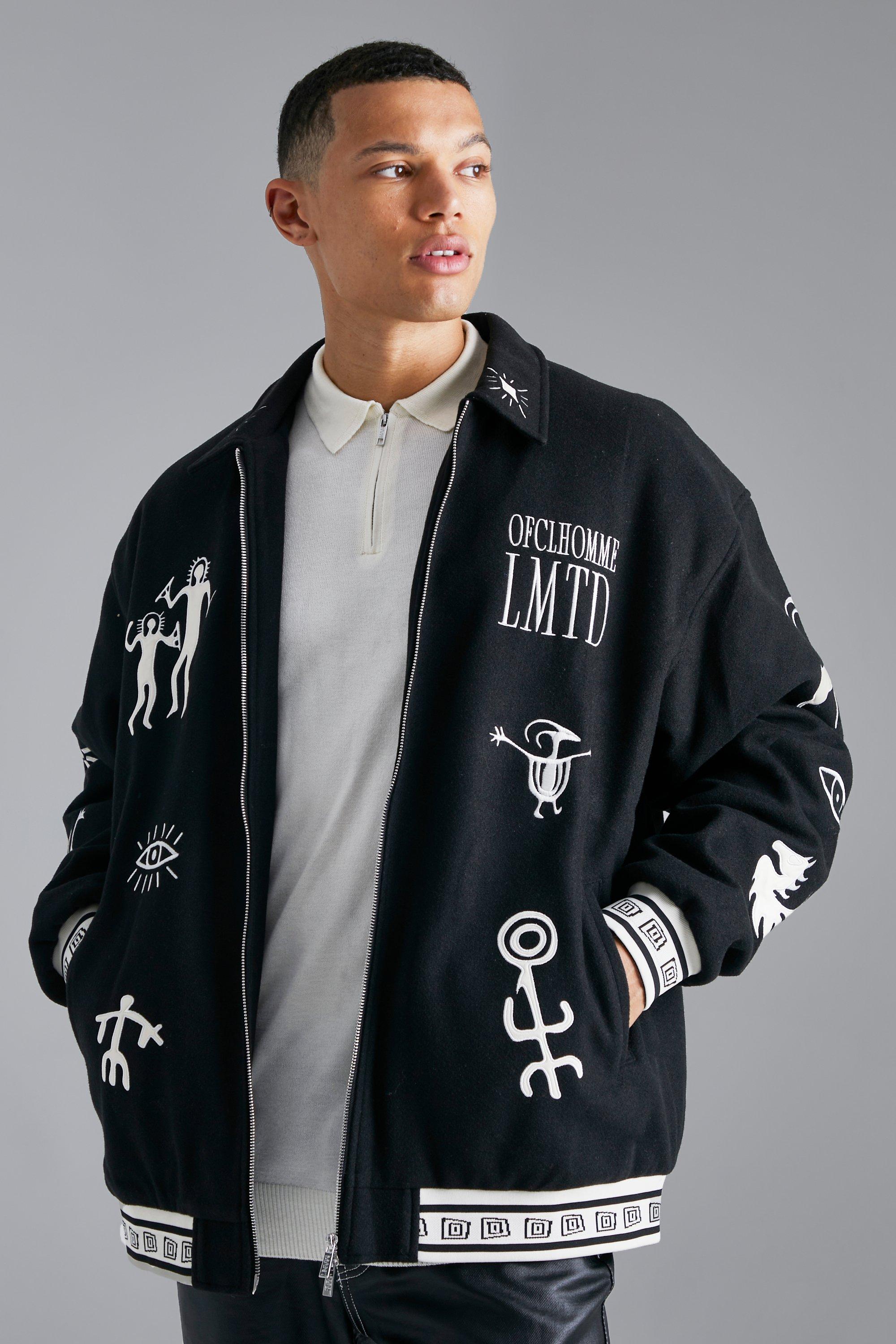 Palm Angels Patch-Detail Embroidered Varsity Jacket Black Men's - SS21 - US