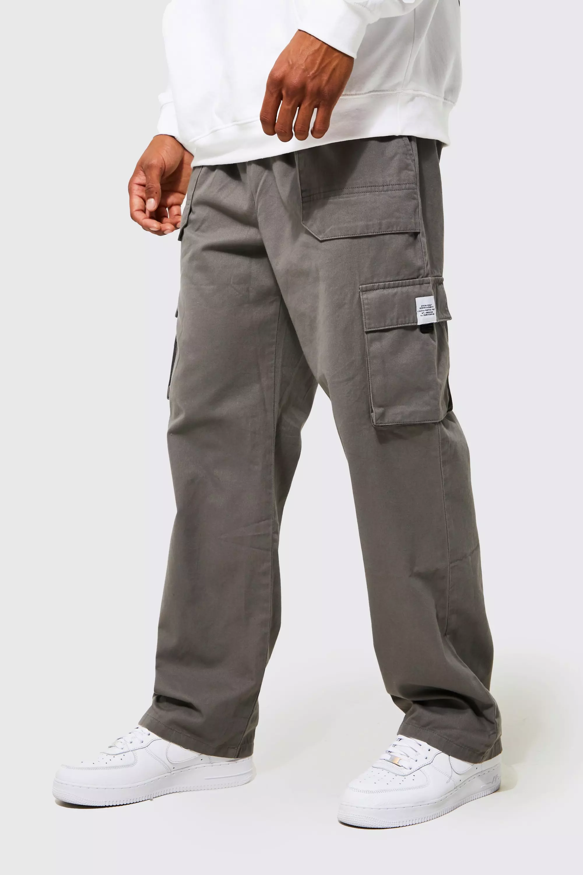 Elastic Waist Relaxed Fit Buckle Cargo Jogger Slate