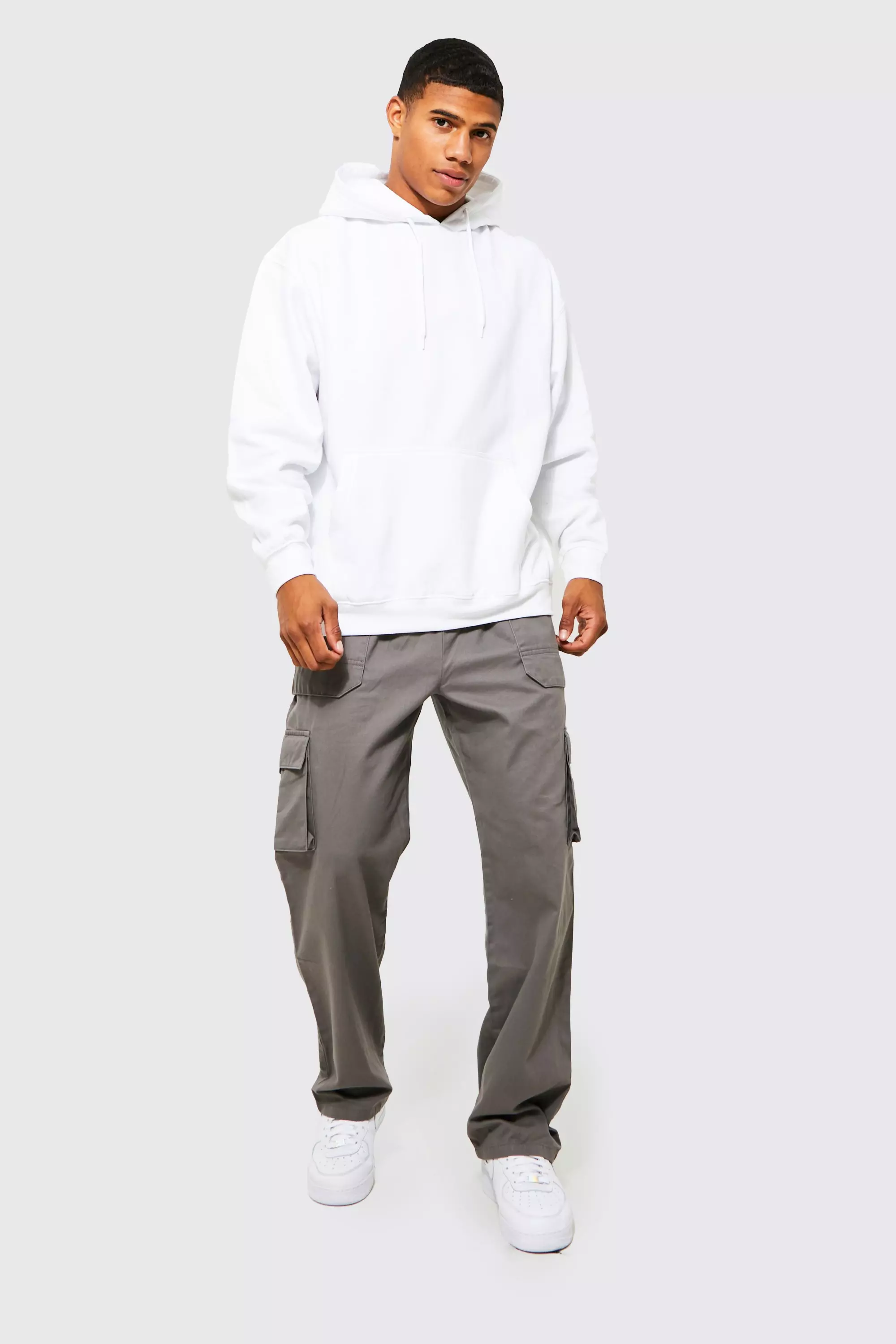 Lockere Twill Cargo-Jogginghose mit Gürtel, Slate alternatives Bild