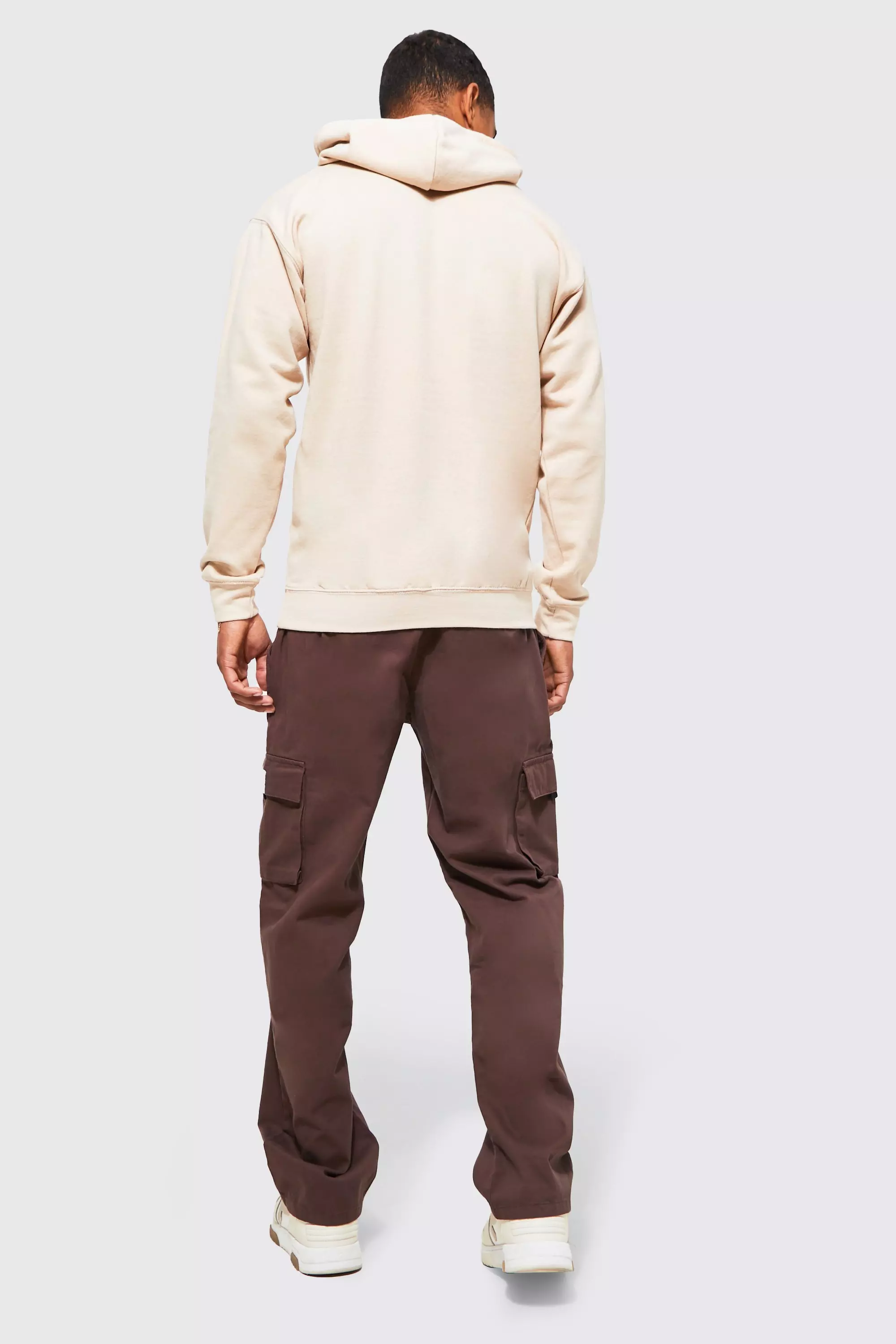 Lockere Twill Cargo-Jogginghose mit Gürtel, Chocolate alternatives Bild