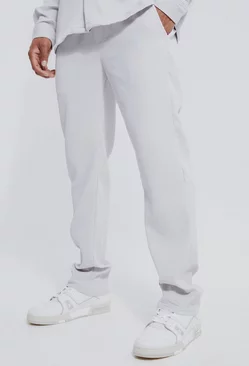 Grey Slim Pleated Pants