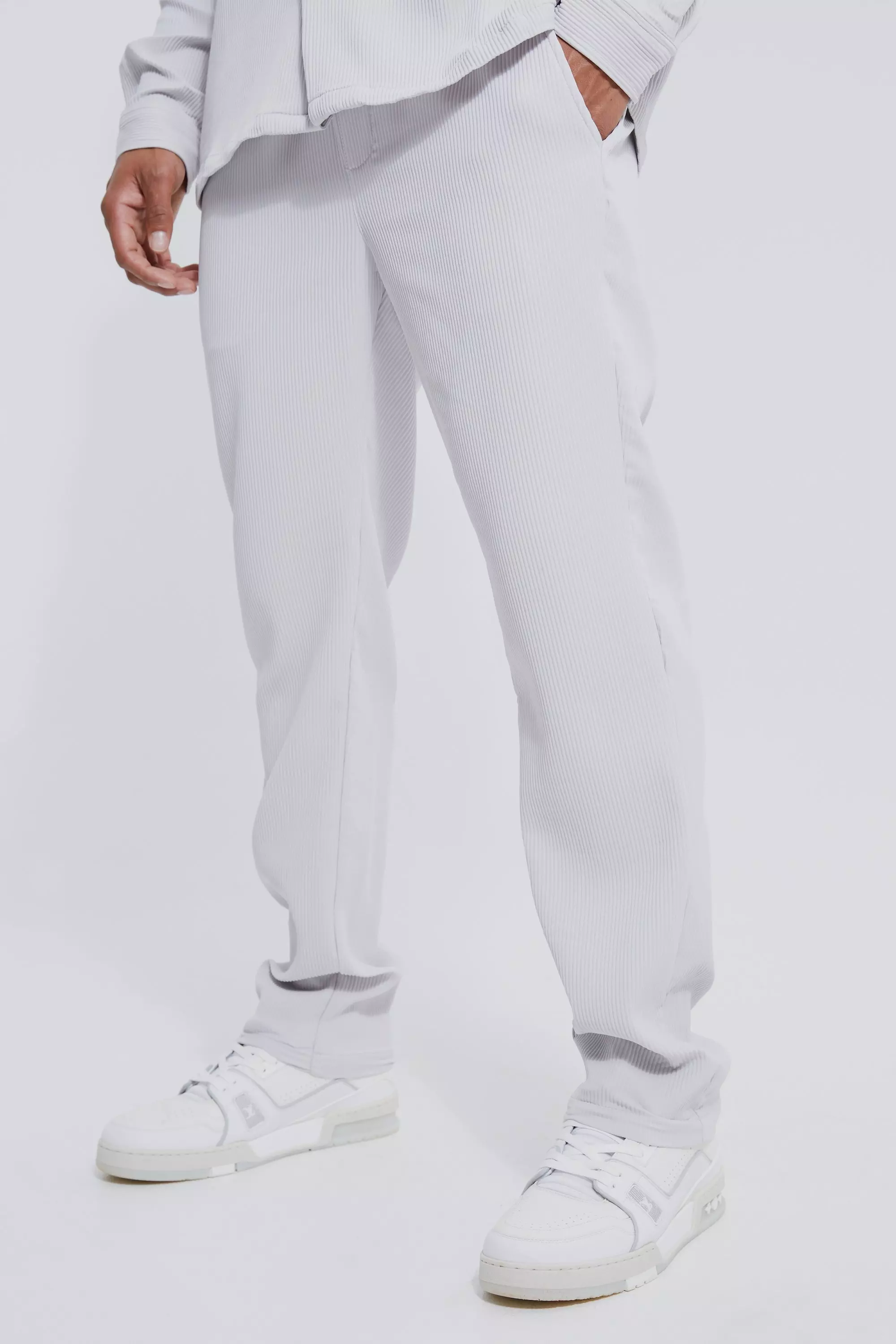 Slim Pleated Pants Light grey