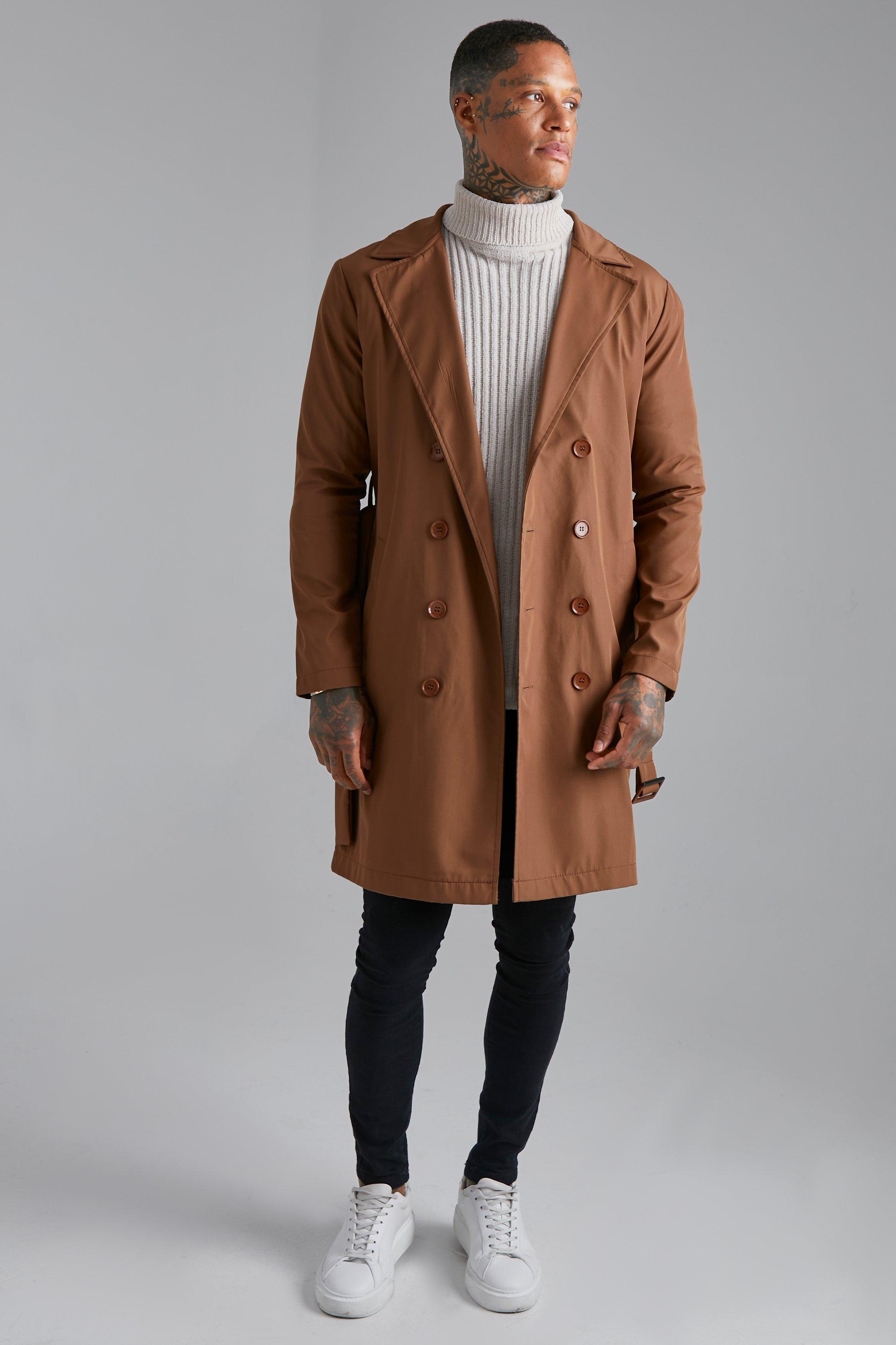 Boohooman overcoat hot sale in camel