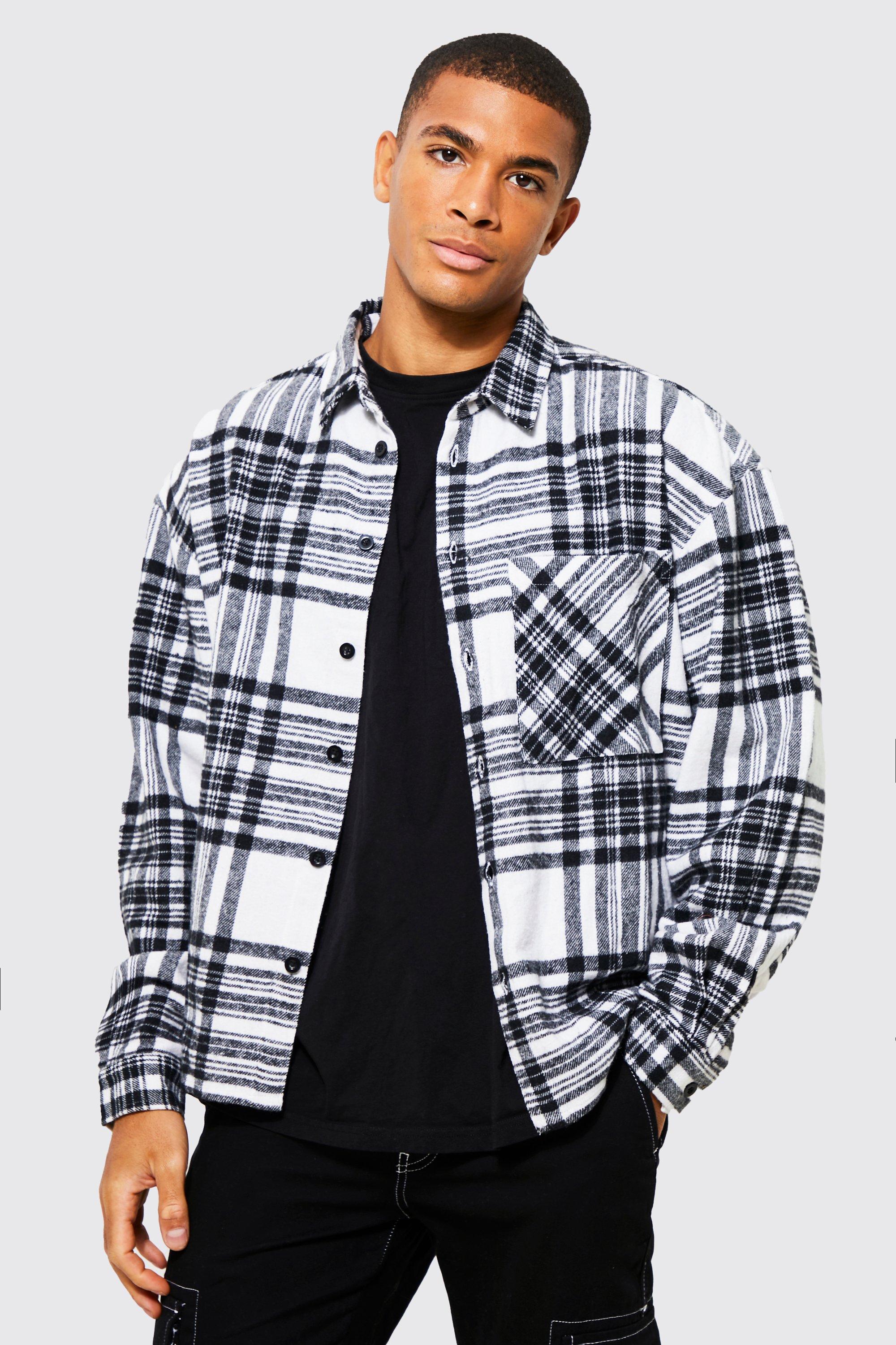 Oversized Boxy Flannel Plaid Shirt | boohooMAN USA