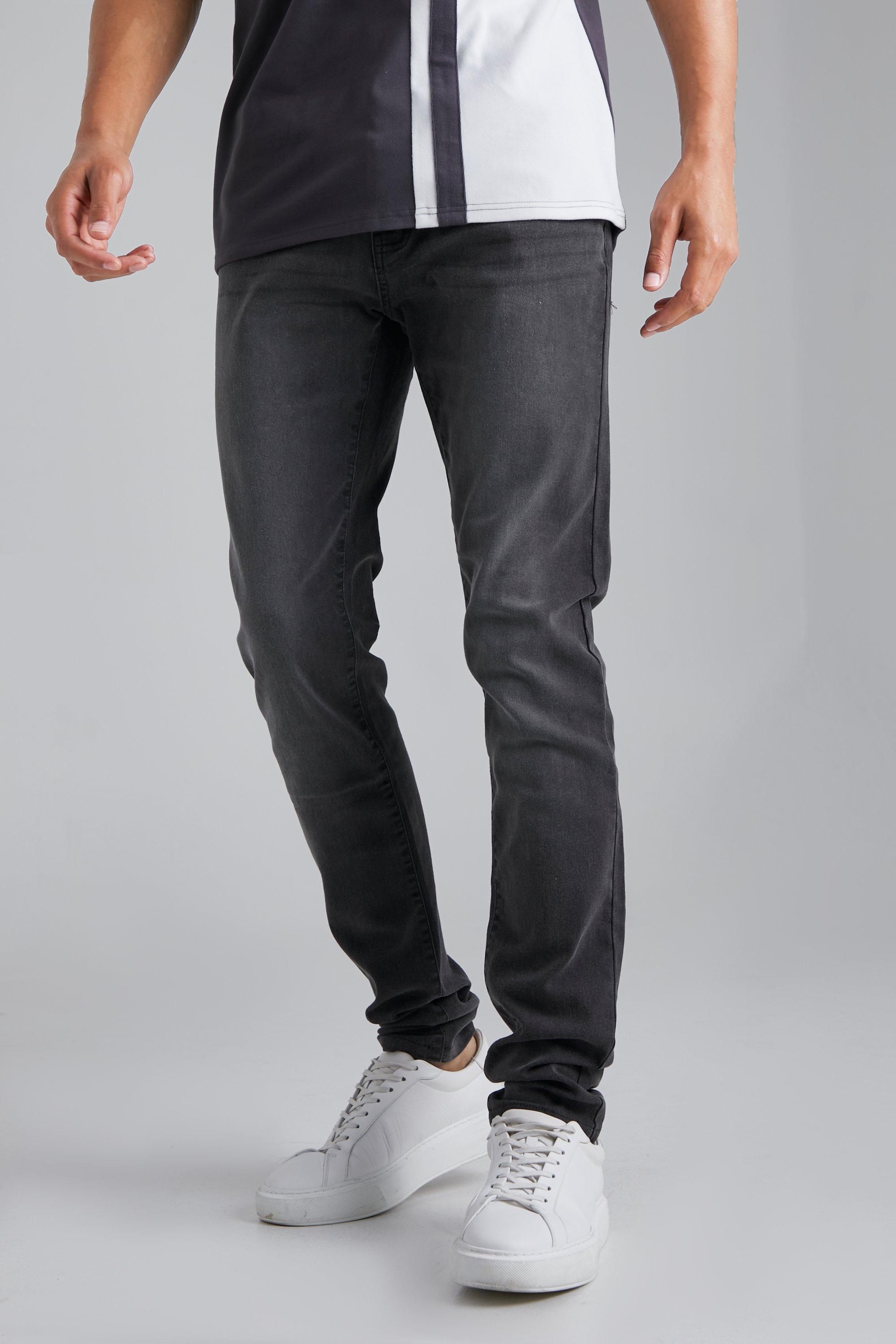 for Men Grey BoohooMAN Denim Tall Stretch Skinny Fit Jeans in Charcoal Mens Jeans BoohooMAN Jeans 