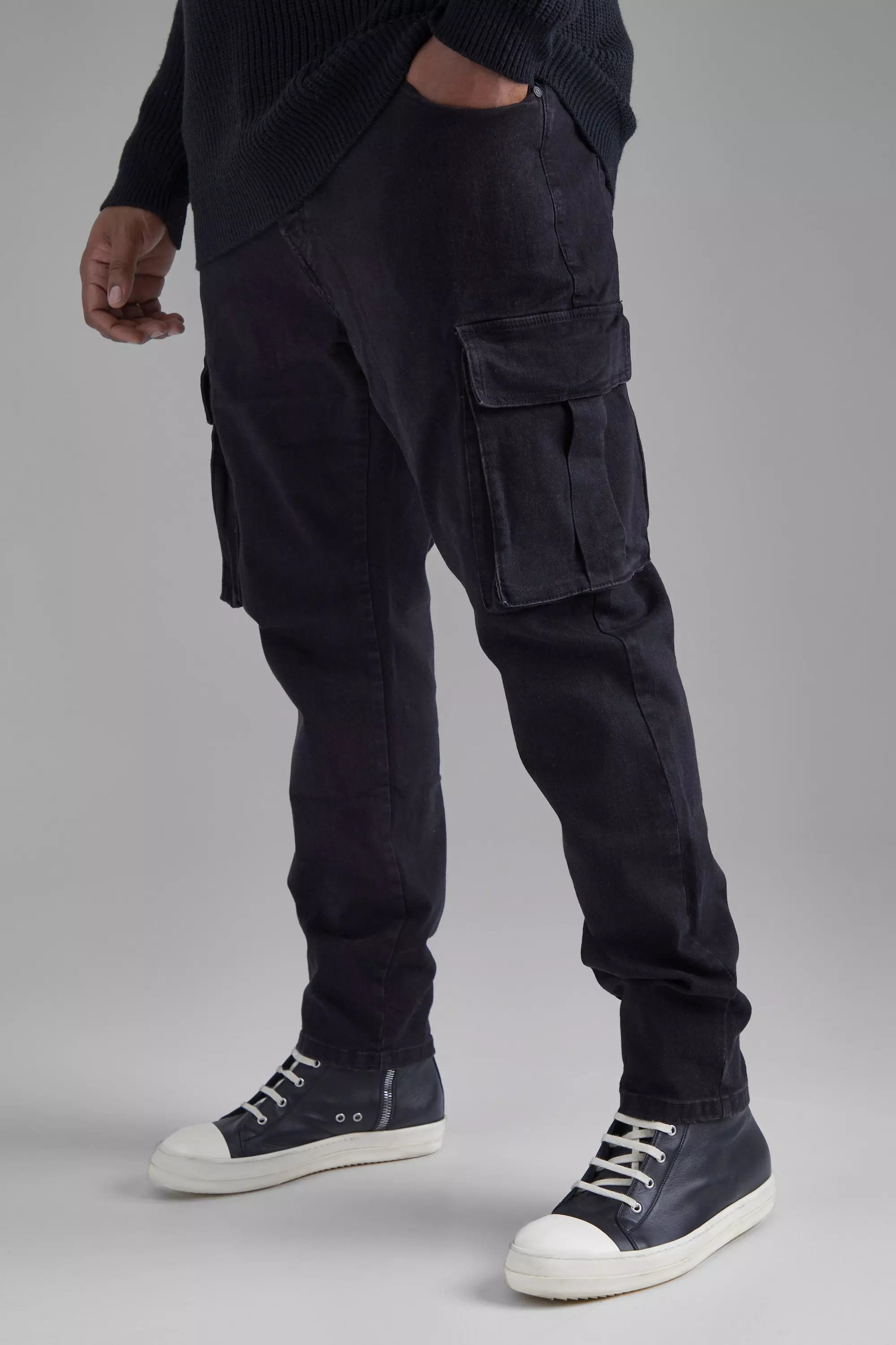 Ash Grey Plus Stretch Skinny Fit Cargo Jean