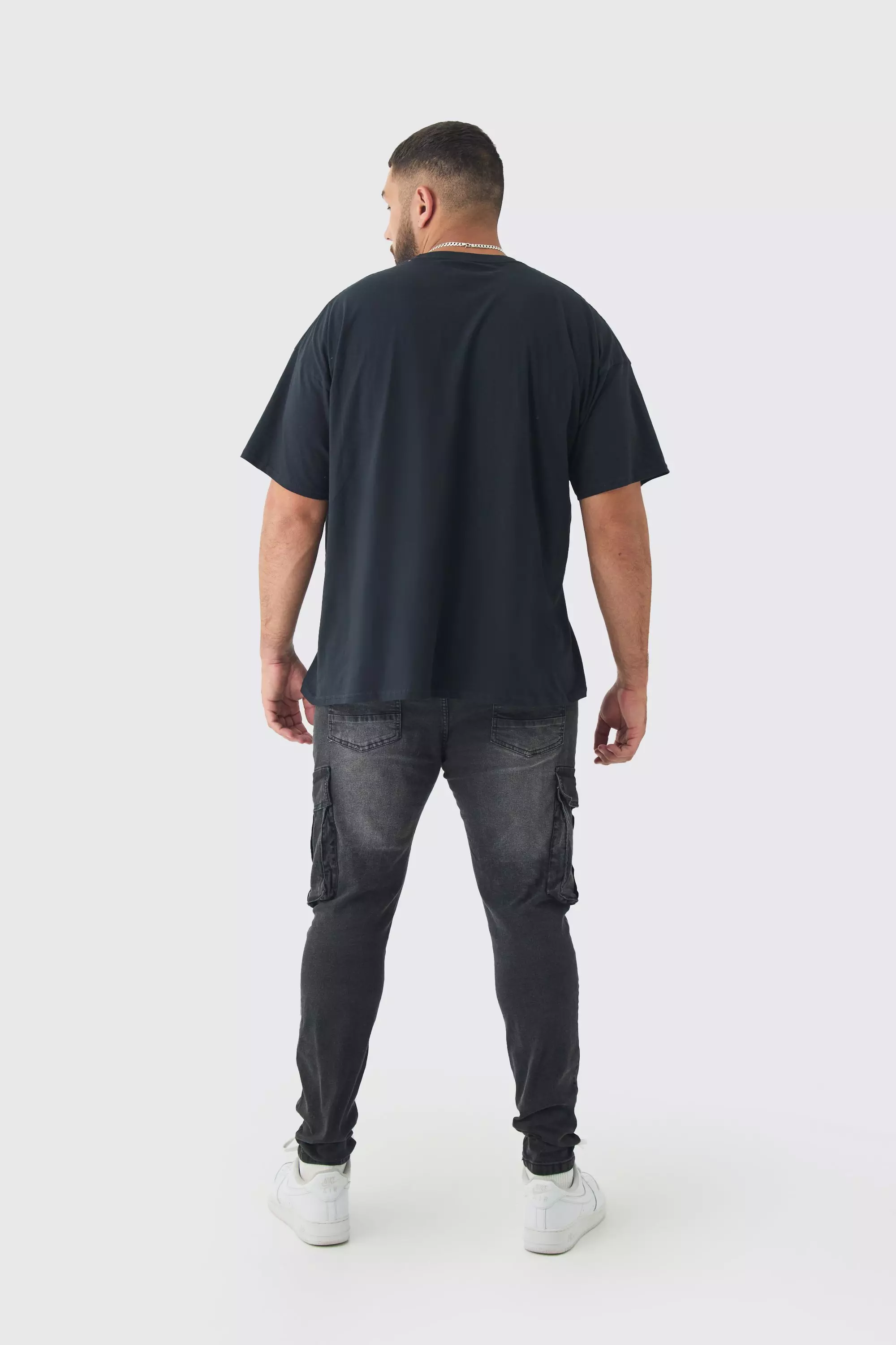 Plus Skinny Stretch Cargojeans, Washed black alternatives Bild