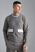 Taupe Jersey Textured Bomber