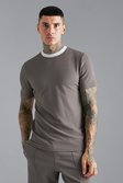 Taupe Jersey Textured Slim T-shirt