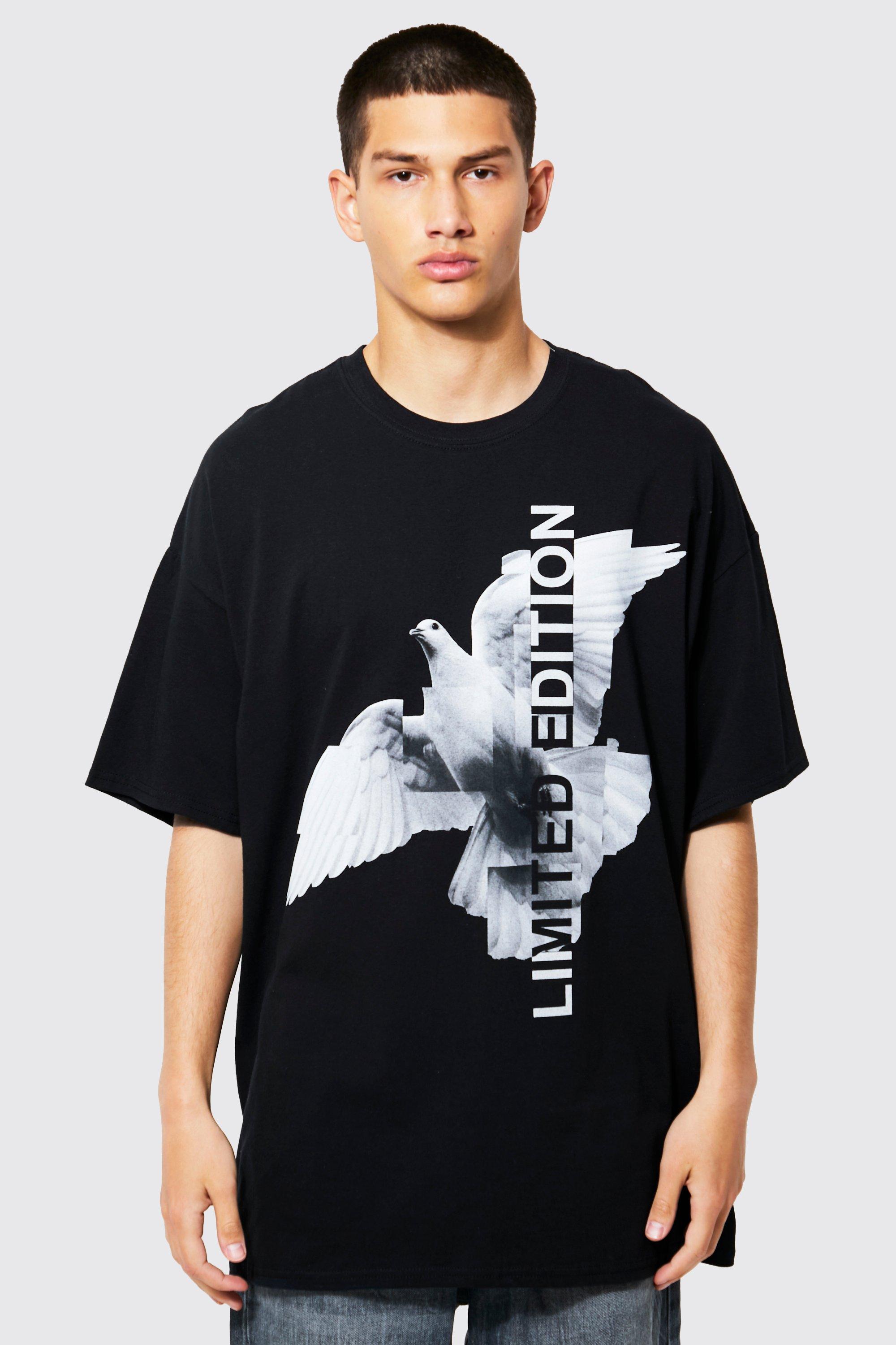 boohooMAN Loose Official Dove Graphic T-Shirt - Black - Size S