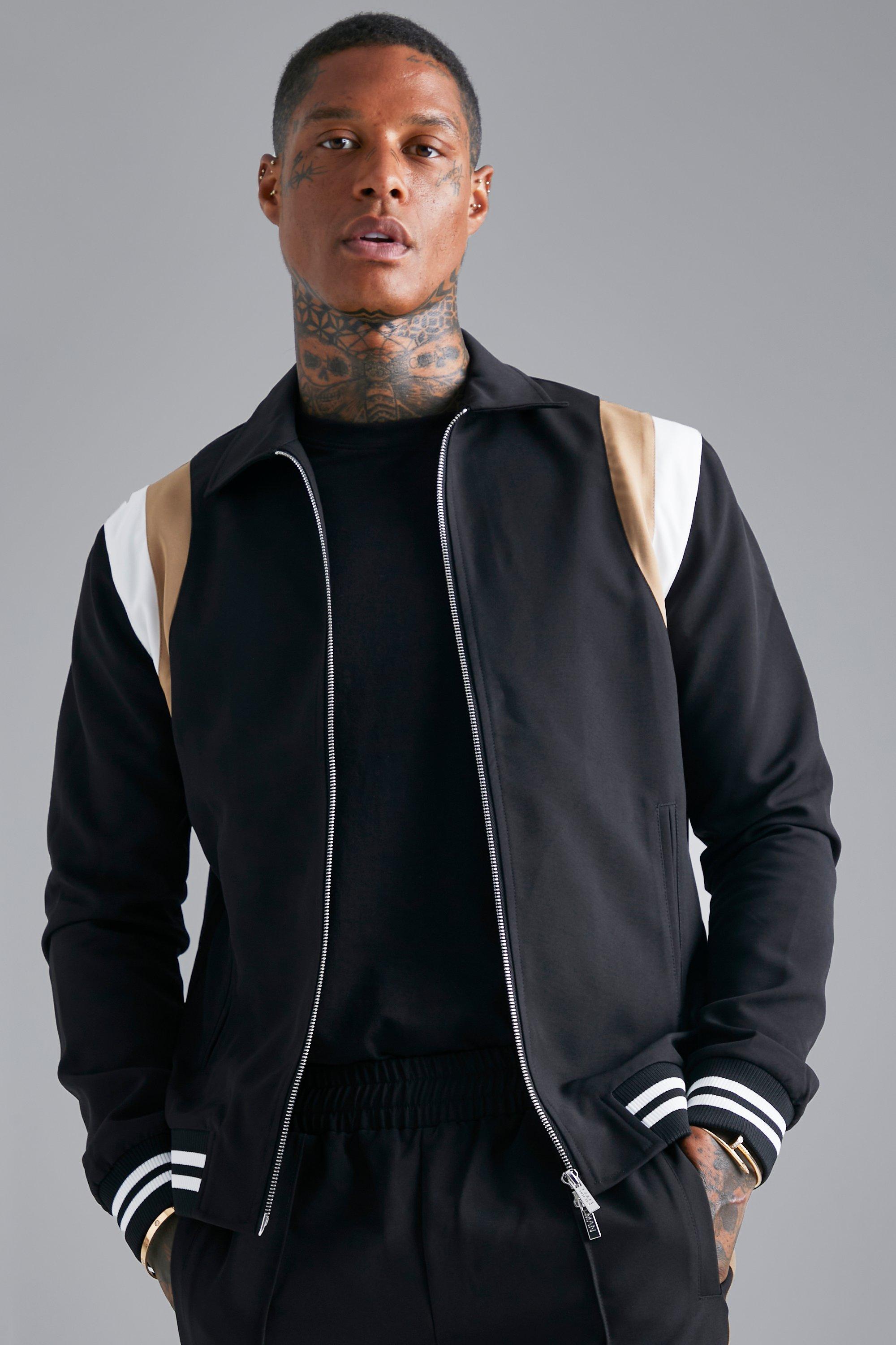 Tailored Collared Varsity Bomber Jacket | boohooMAN USA