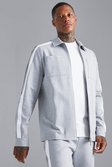 Grey Tailored Stripe Harrington Overshirt