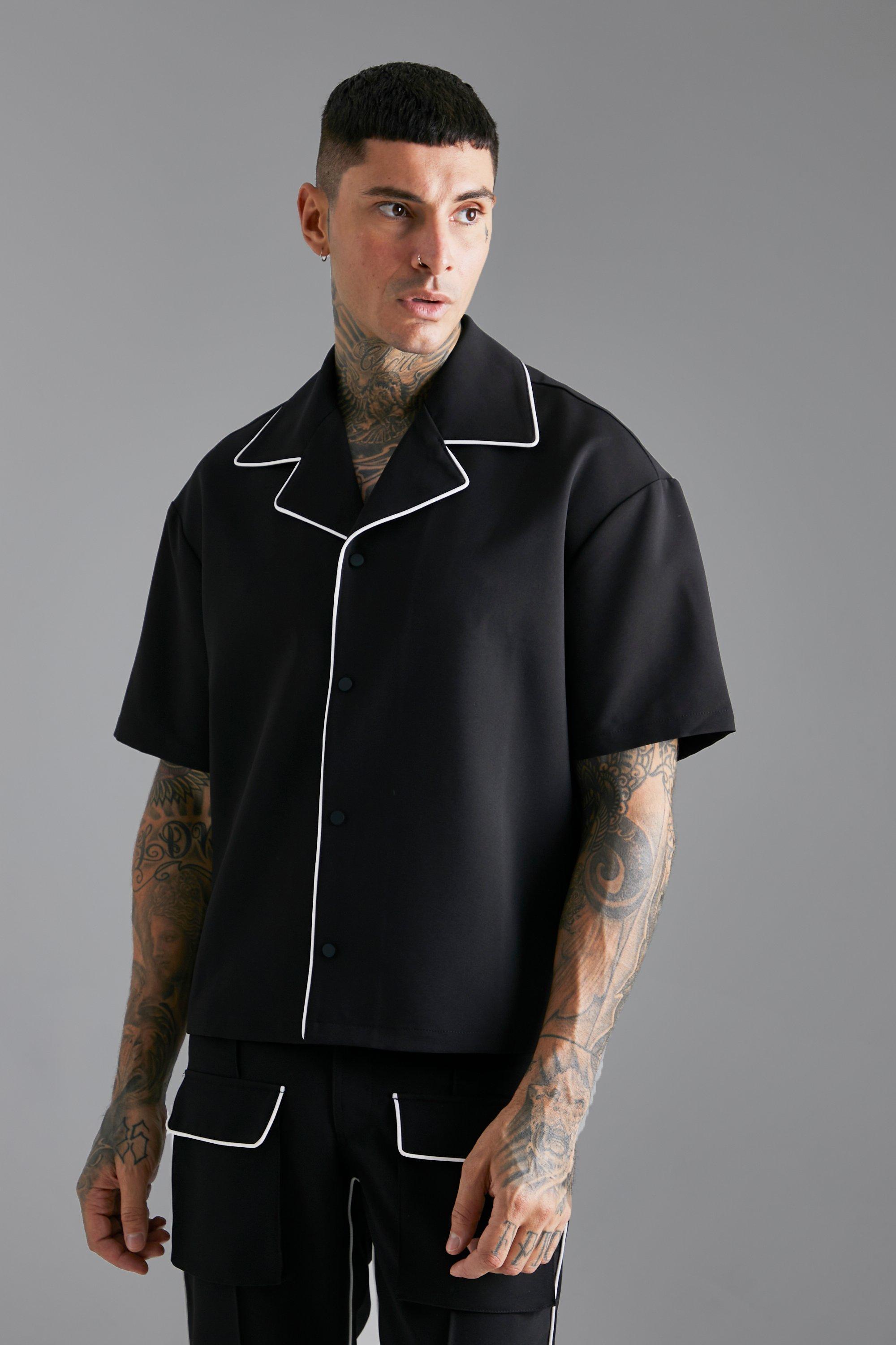 Black Revere Piping Detail Shirt