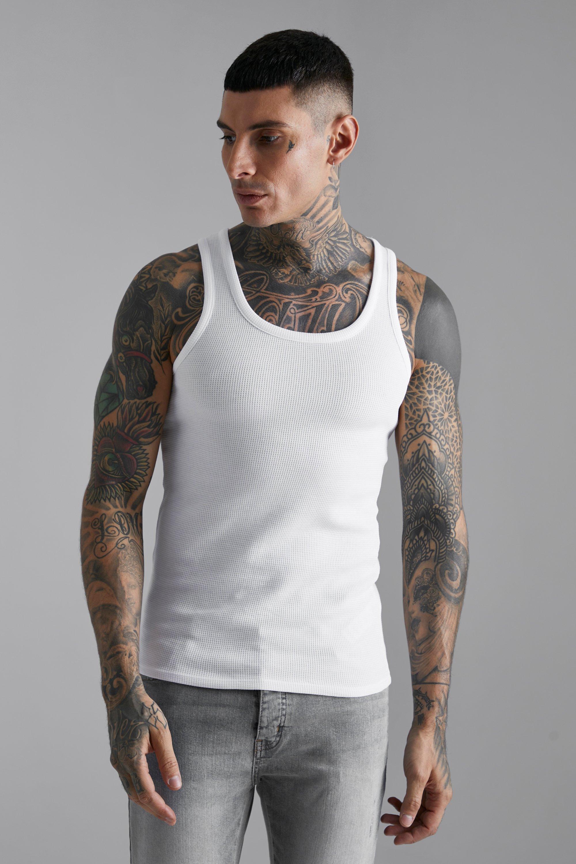 COLLUSION waffle vest top in white