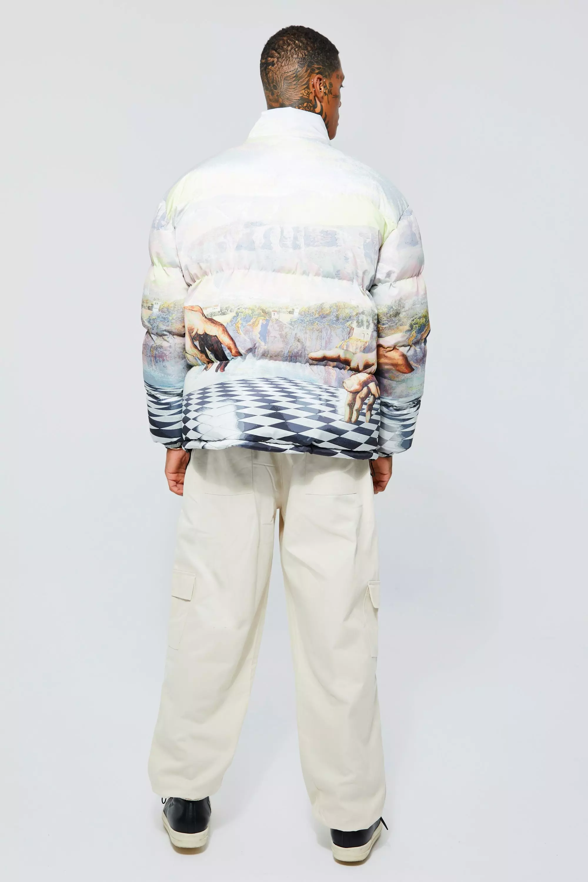 Ecru Elastic Waist Wide Leg Buckle Cargo Pants alternative image