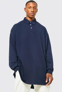 Exteme Oversized Loopback Rugby Top Navy