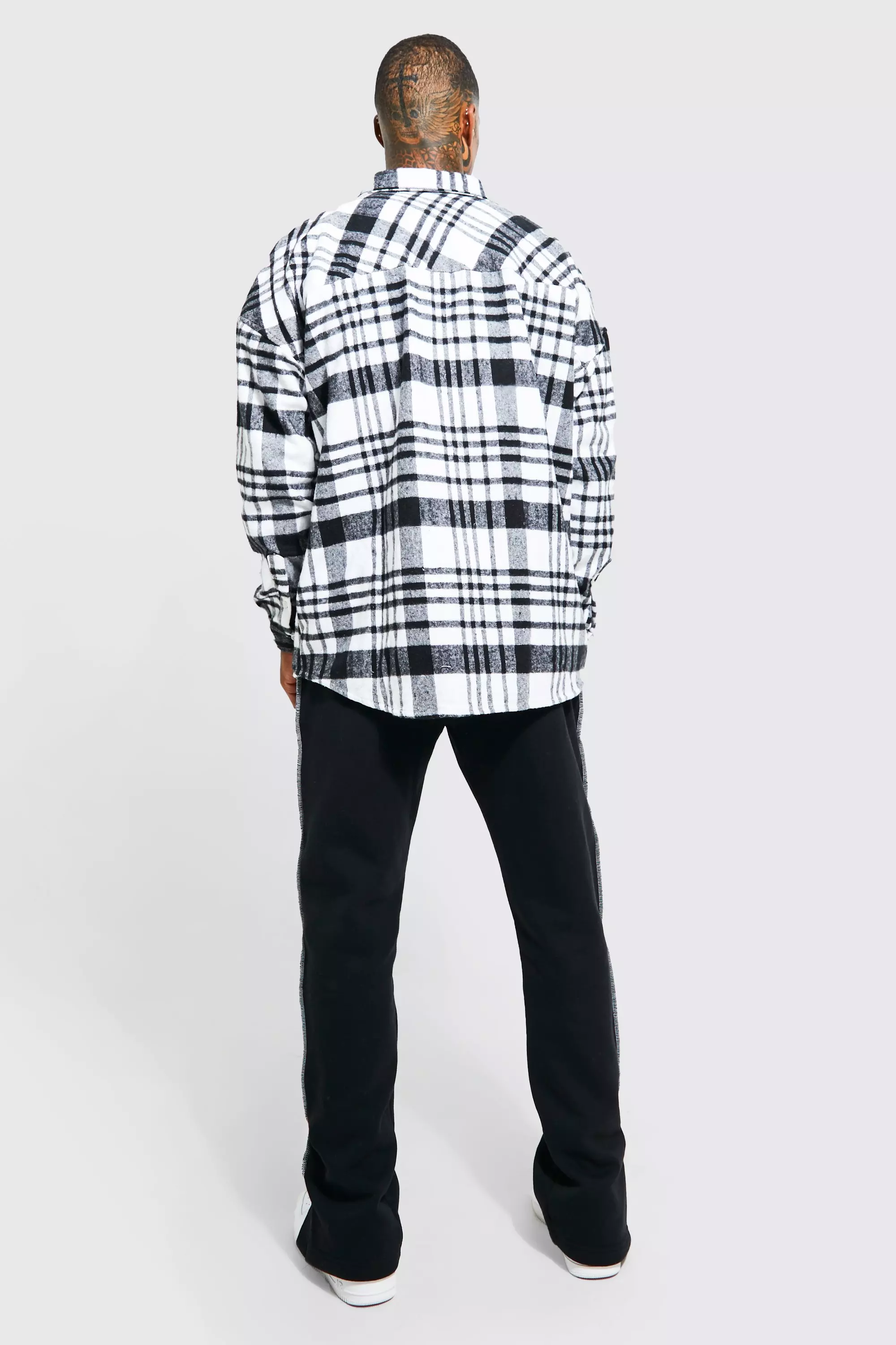 Black Heavyweight Brushed Check Overshirt alternative image