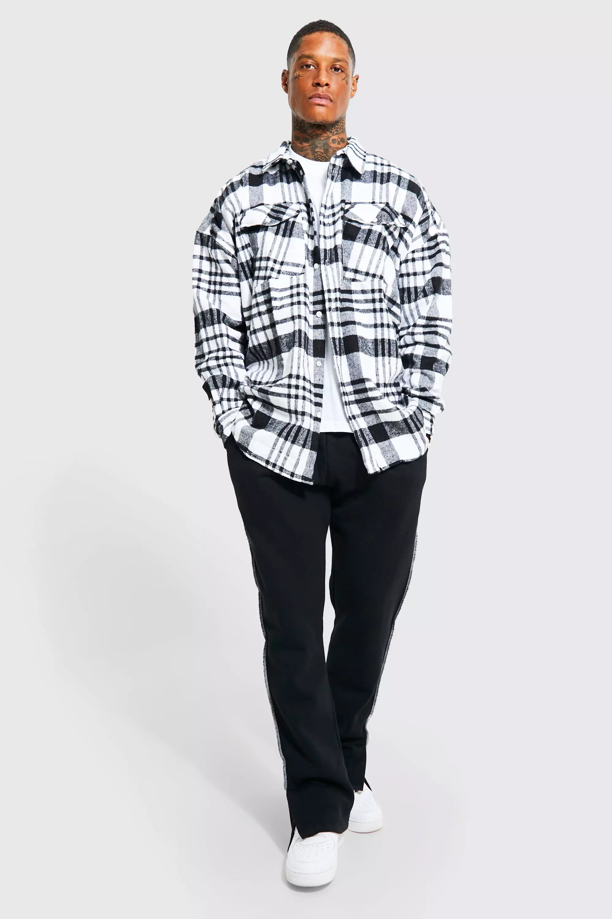 Black Heavyweight Brushed Check Overshirt alternative image