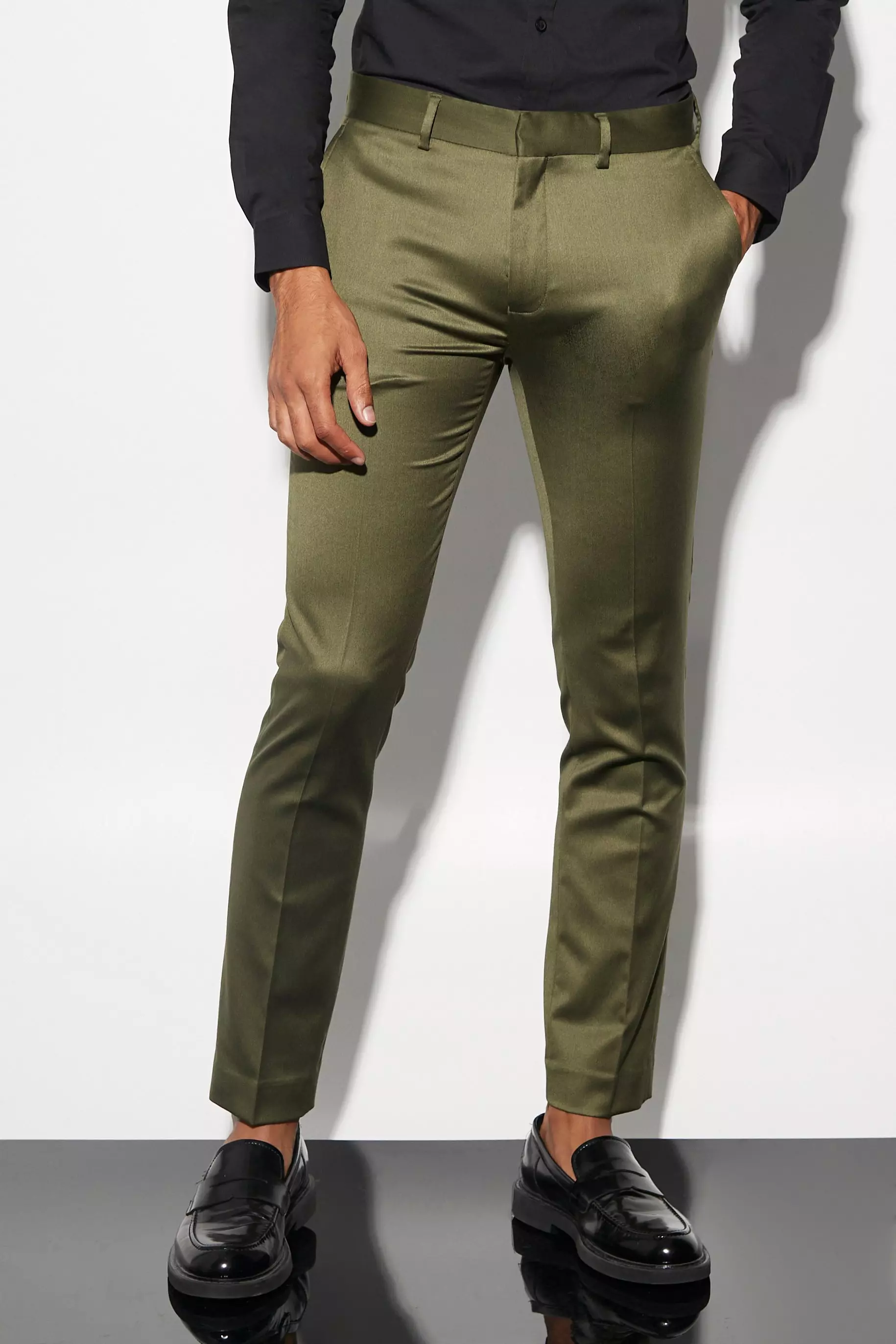 Skinny Satin Suit Trousers boohooMAN UK