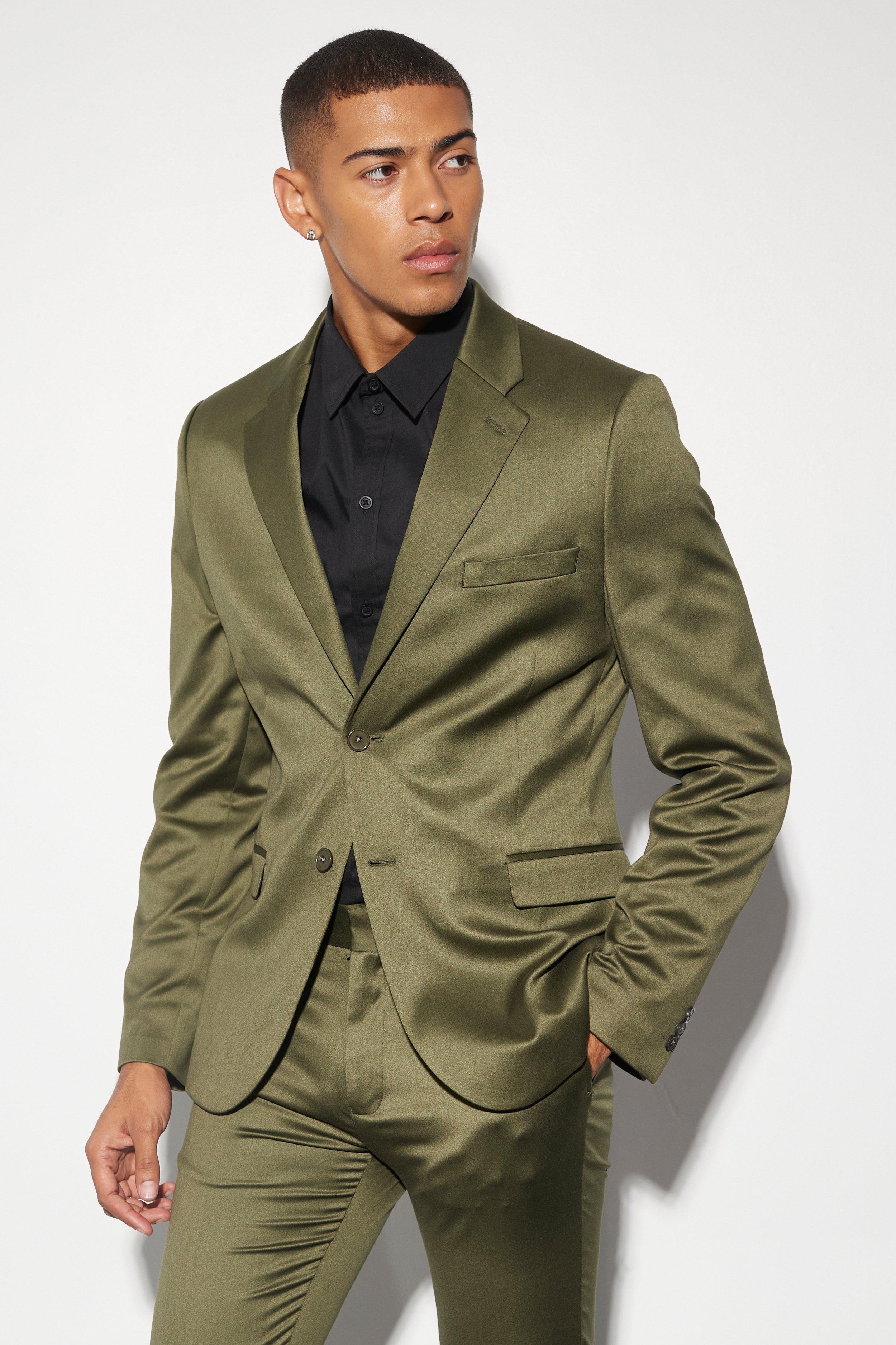 Skinny Satin Suit Jacket | boohooMAN USA