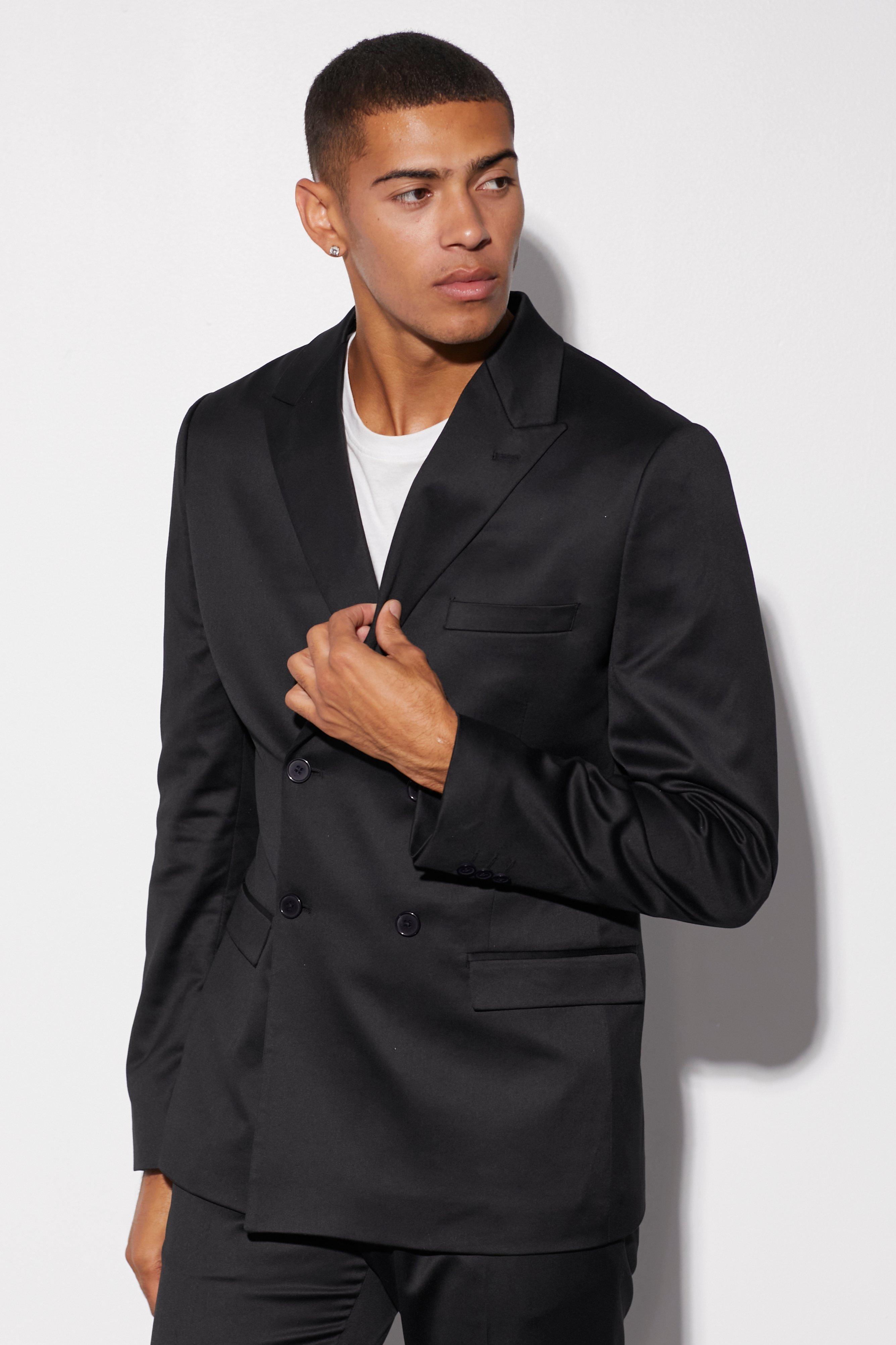 ASOS DESIGN double breasted tux suit blazer in black