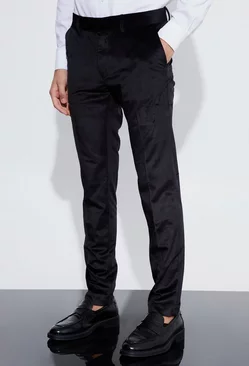 Black Skinny Velvet Suit Pants
