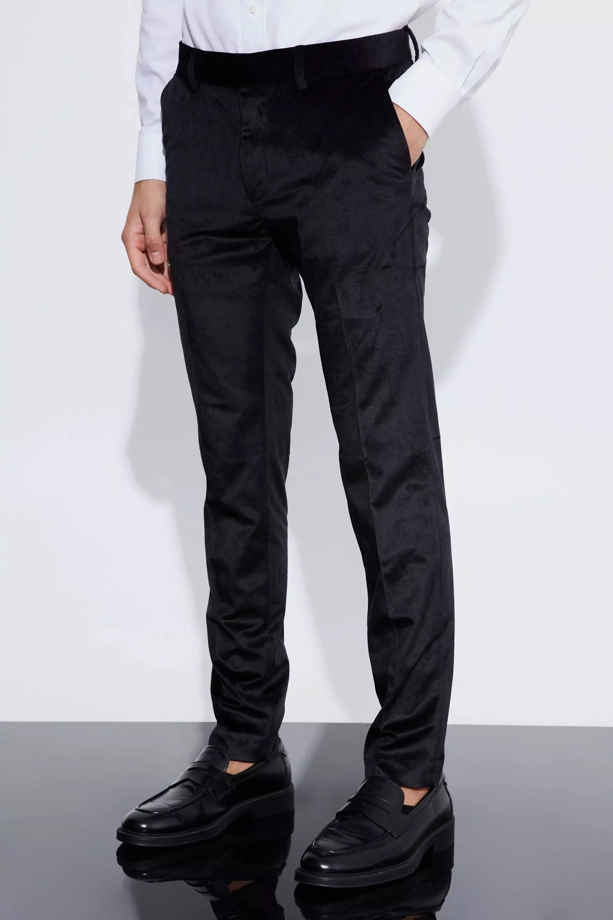 Men's Black Velvet Pants, Black Velour Pants