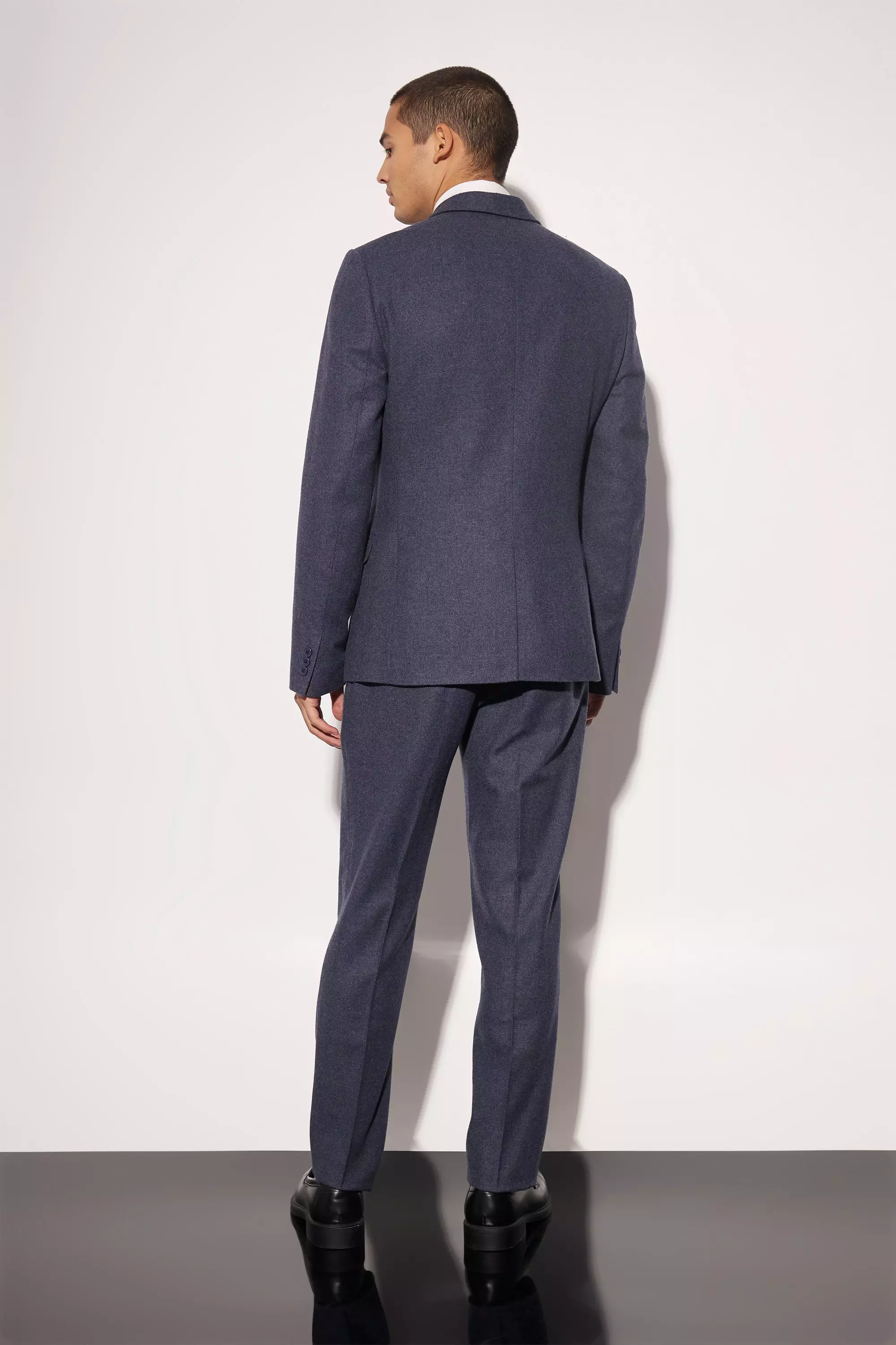 Charcoal Slim Wool Tweed Single Breasted Suit Jacket alternative image