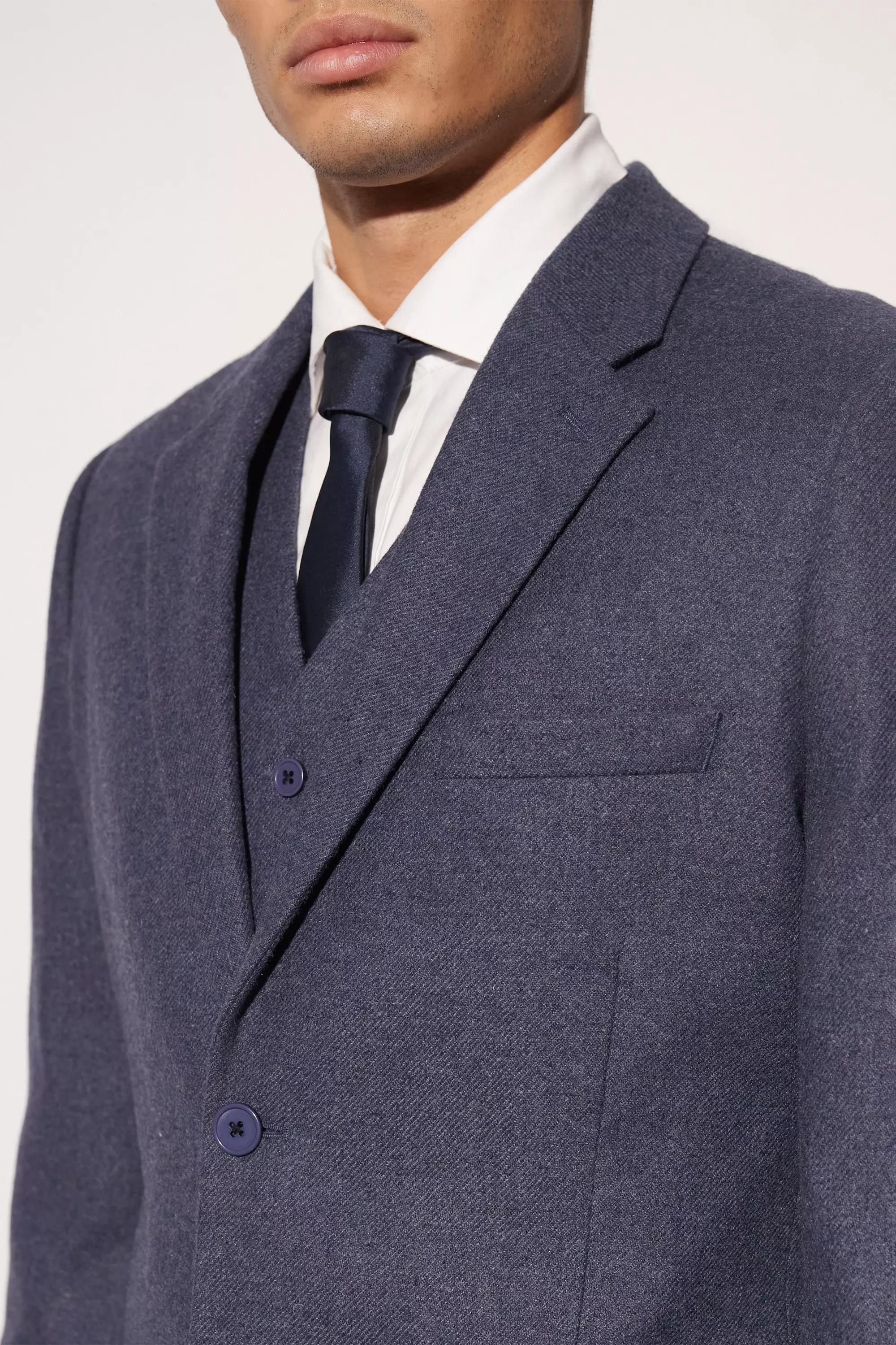 Charcoal Slim Wool Tweed Single Breasted Suit Jacket alternative image