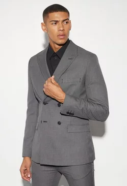 Skinny Textured Suit Jacket Black