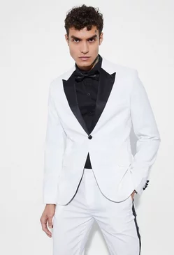 White Skinny Tuxedo Single Breasted Suit Jacket