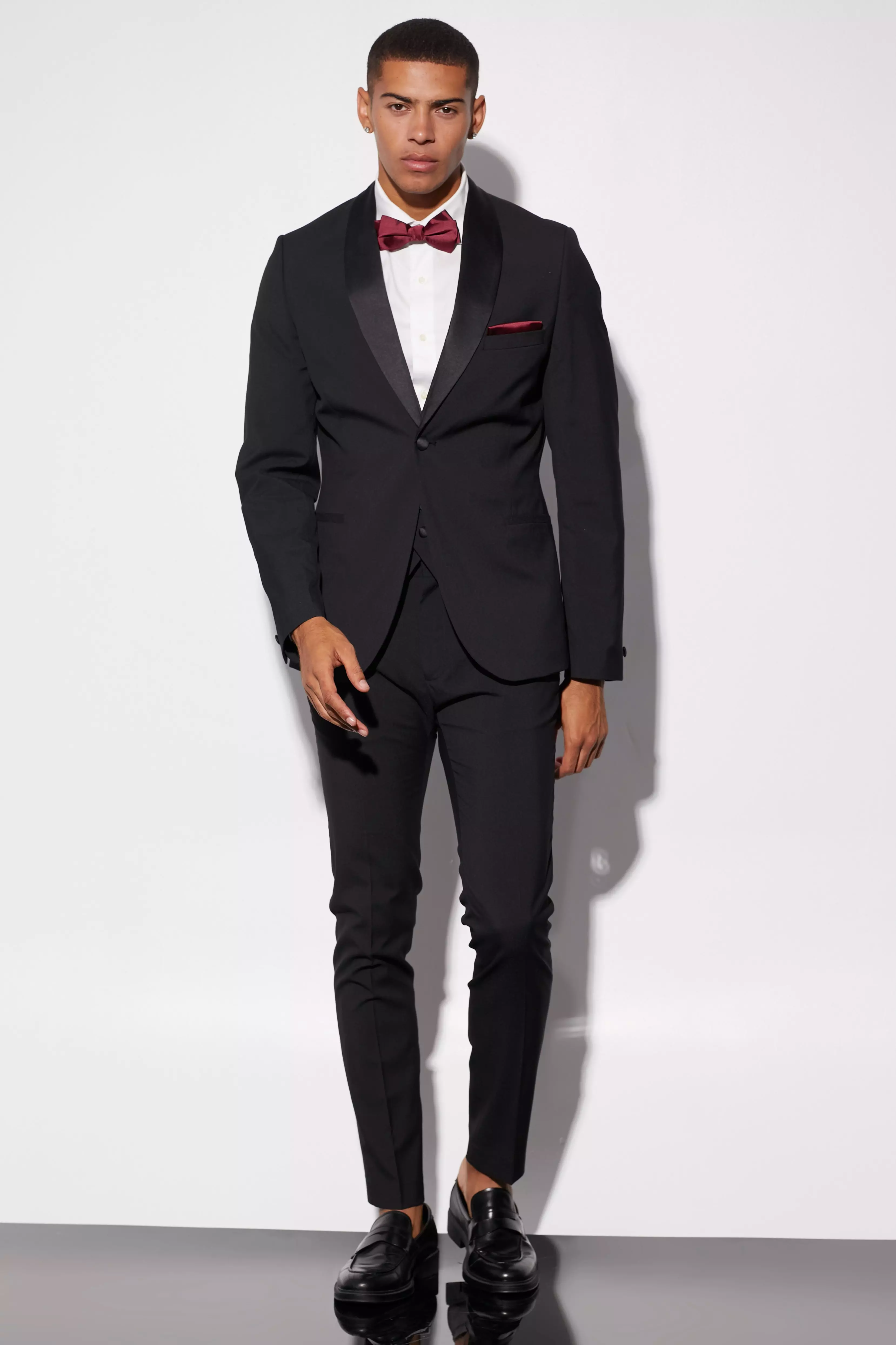 Pantaloni Completo Da Smoking Skinny Fit, Black immagine alternativa