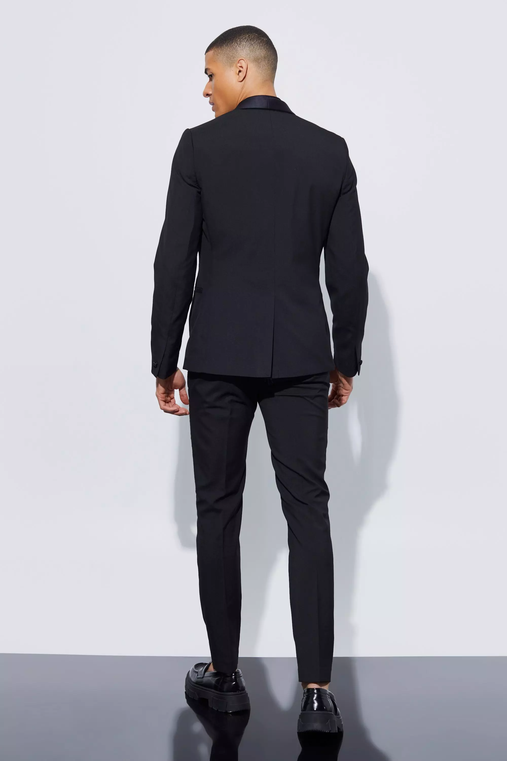 Black Skinny Tuxedo Square Lapel Suit Jacket alternative image