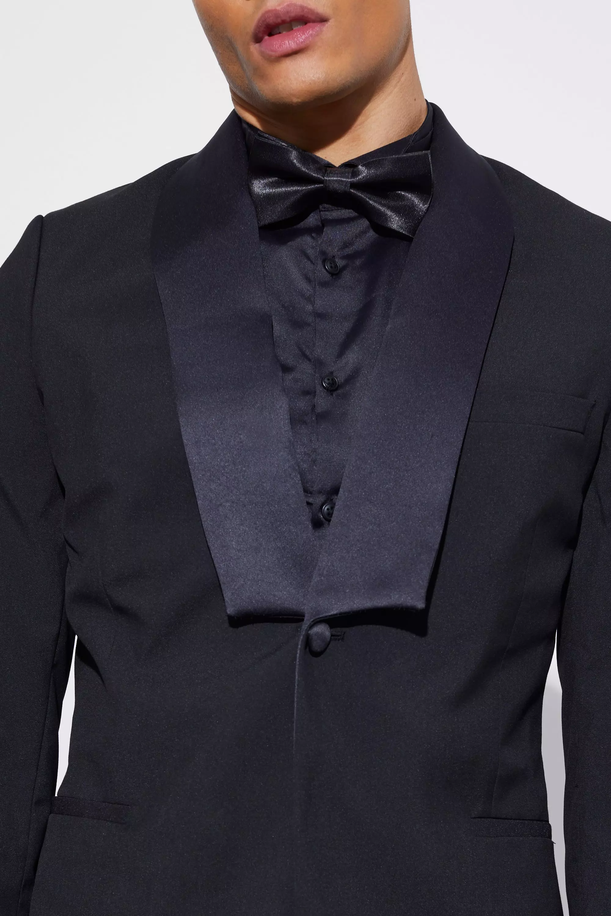 Black Skinny Tuxedo Square Lapel Suit Jacket alternative image