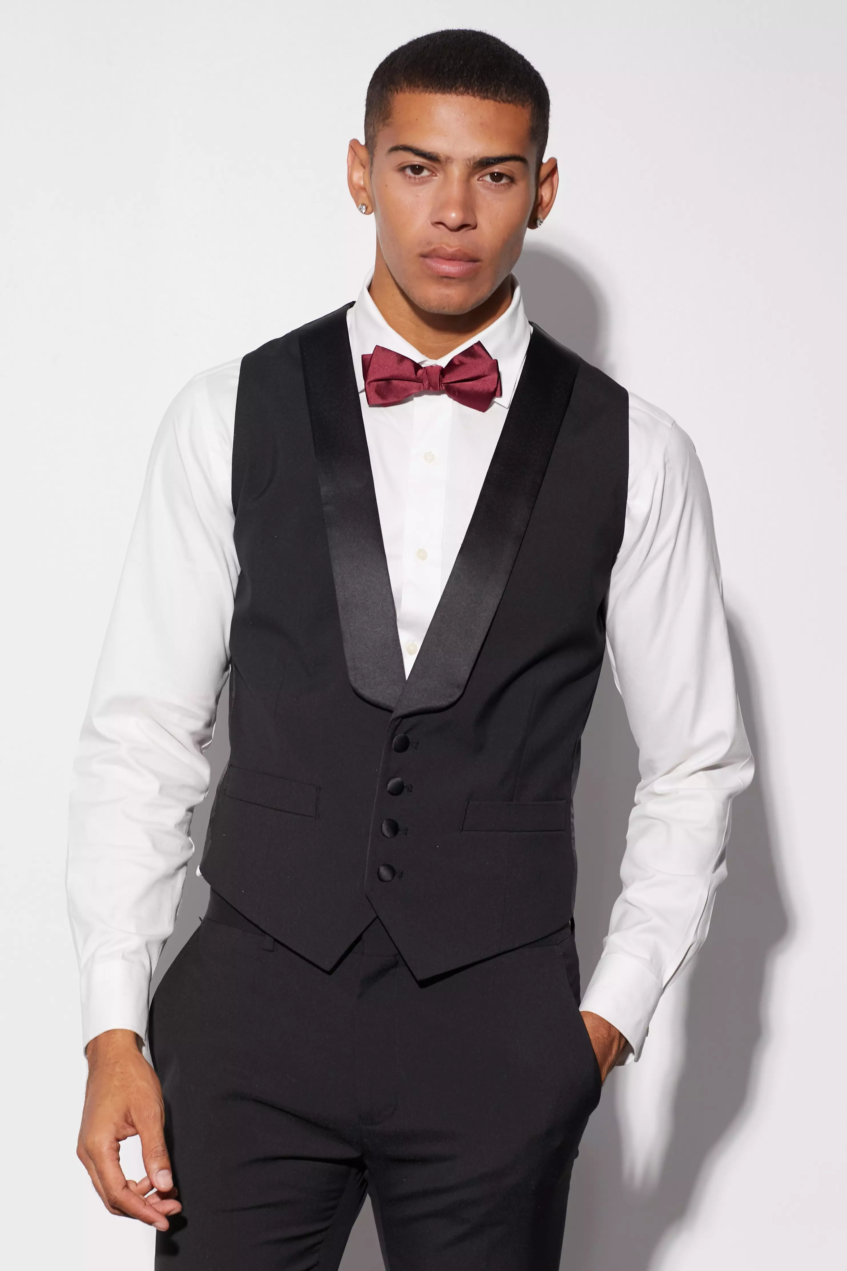 Skinny Tuxedo Vest Black