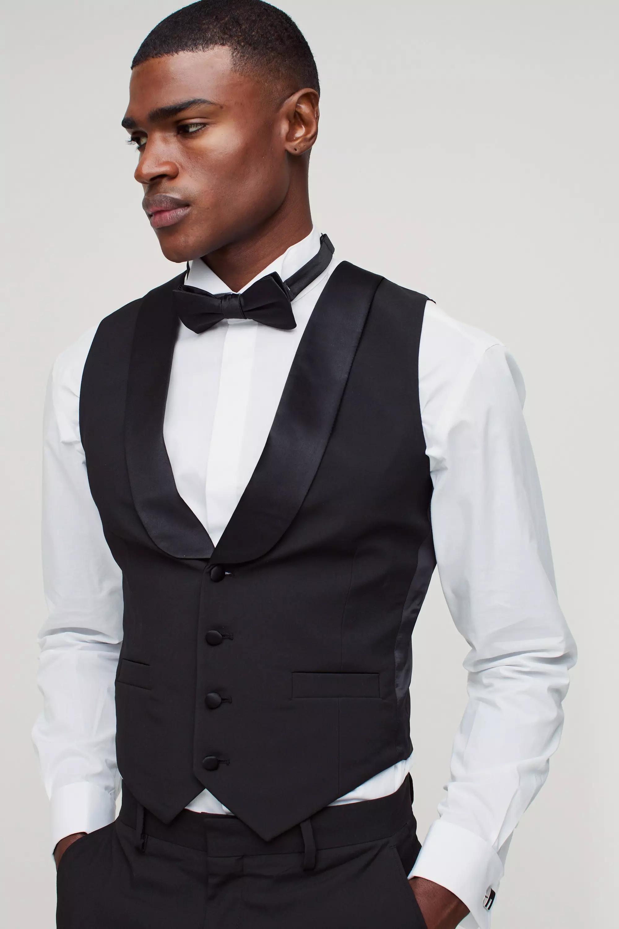 Skinny Tuxedo Vest Black