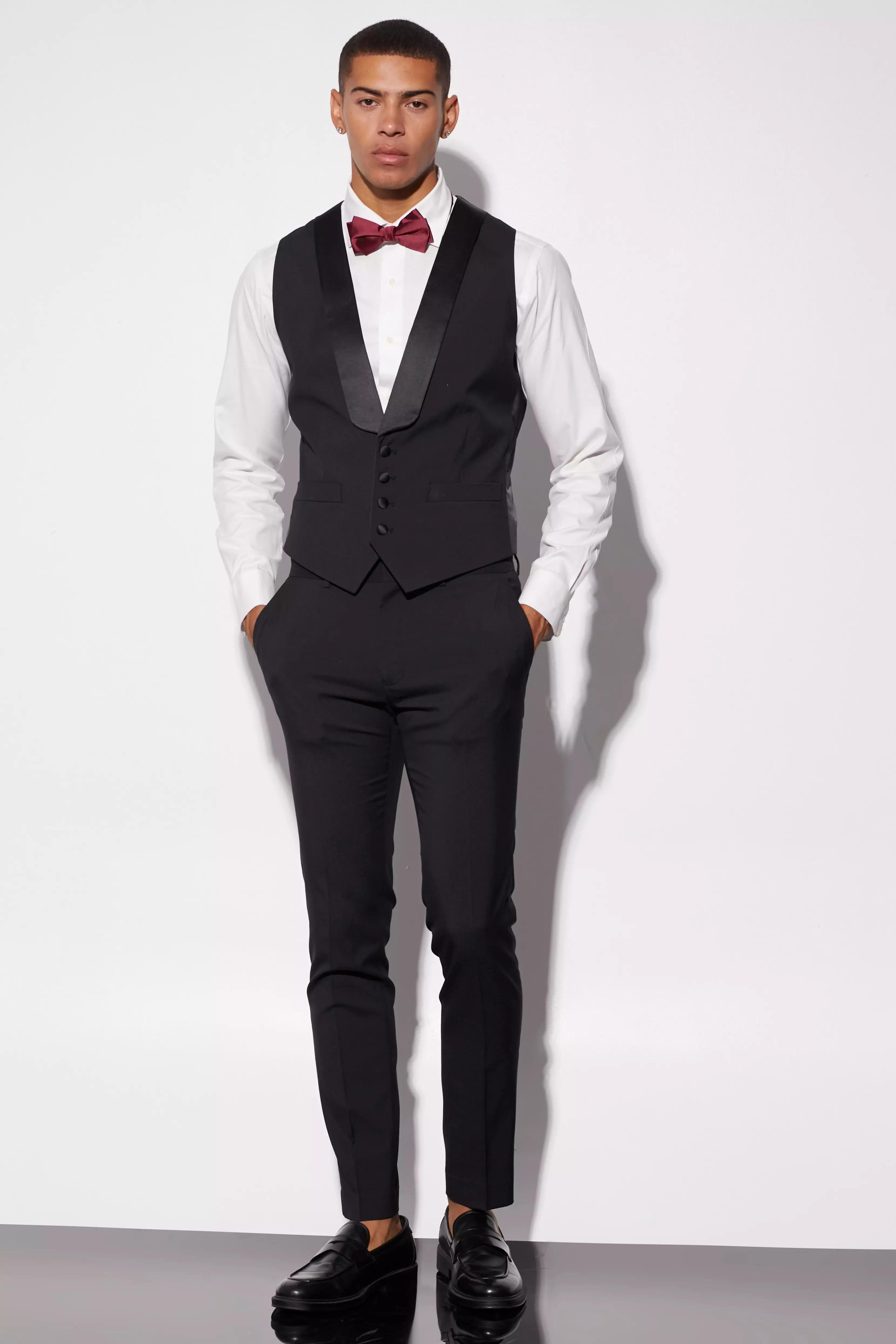 Black Skinny Tuxedo Waistcoat alternative image
