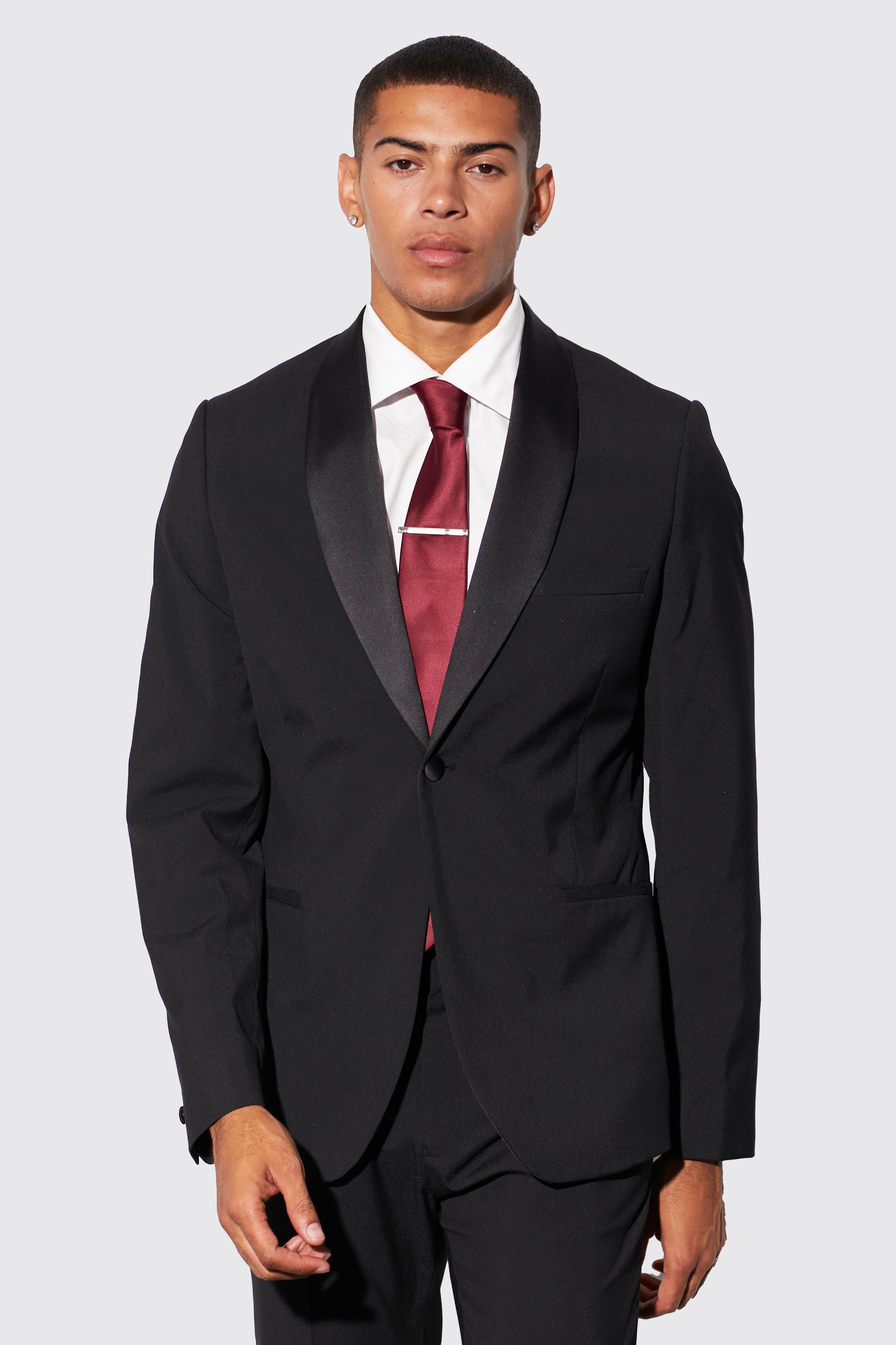 boohooMAN Faux Croc Harness Slim Fit Blazer - Black - Size 40