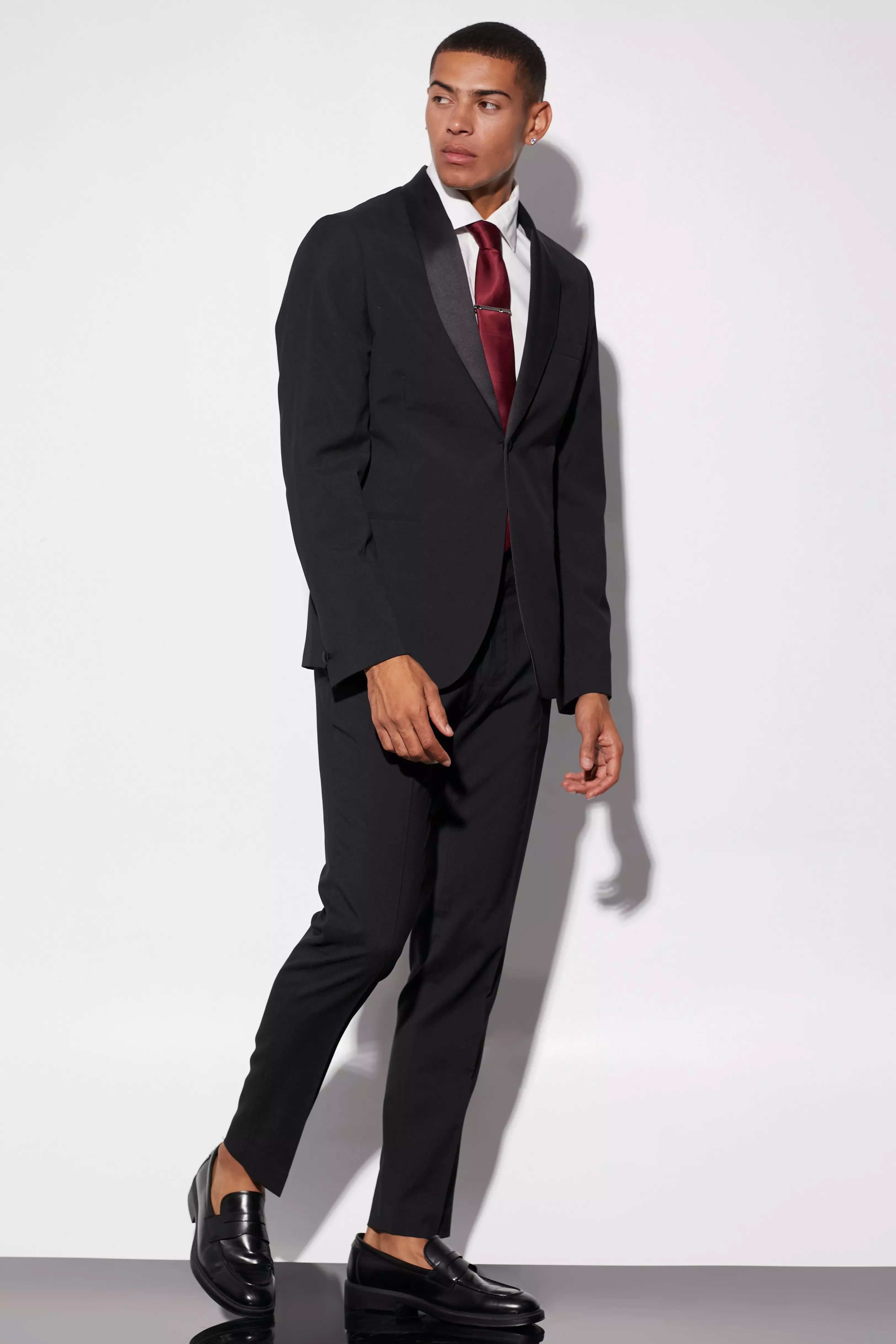 Einreihige Slim-Fit Smoking-Anzugjacke, Black alternatives Bild