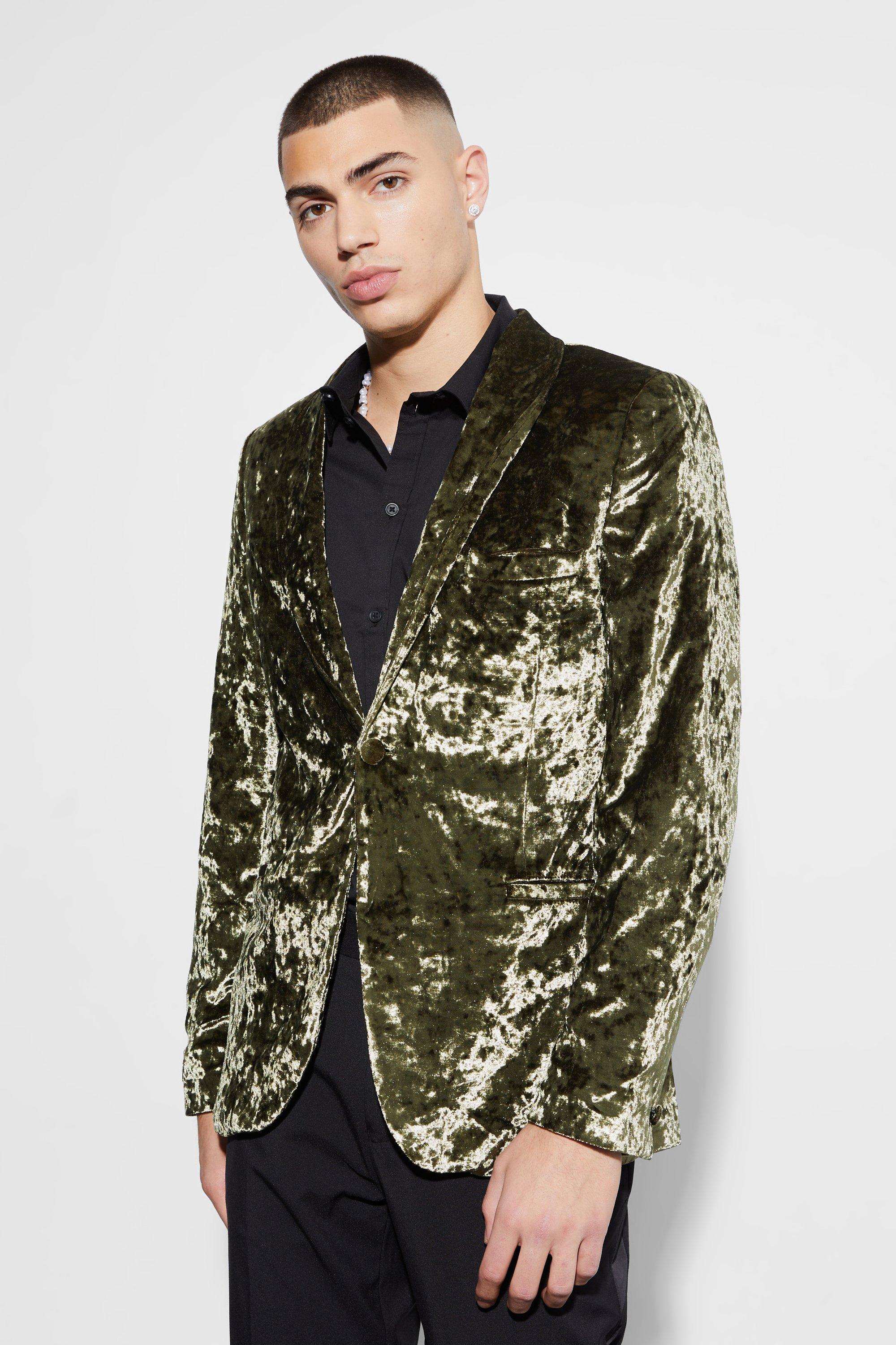 Plus Skinny Crushed Velvet Blazer