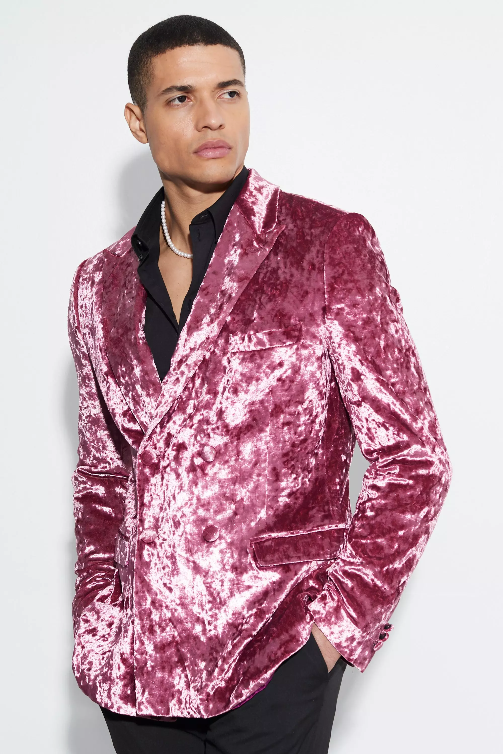 Pink velvet mens blazer best sale