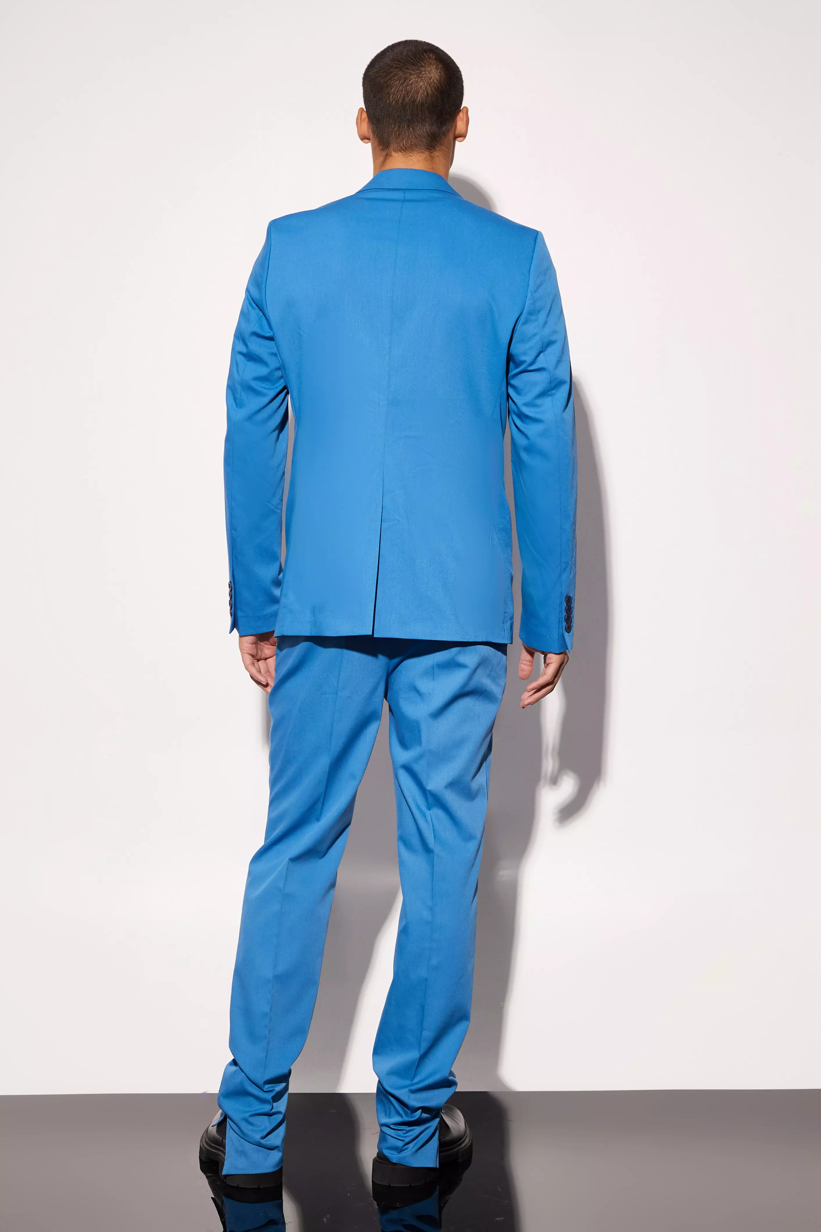 Marine blue Straight Leg Split Hem Chain Suit Trousers alternative image