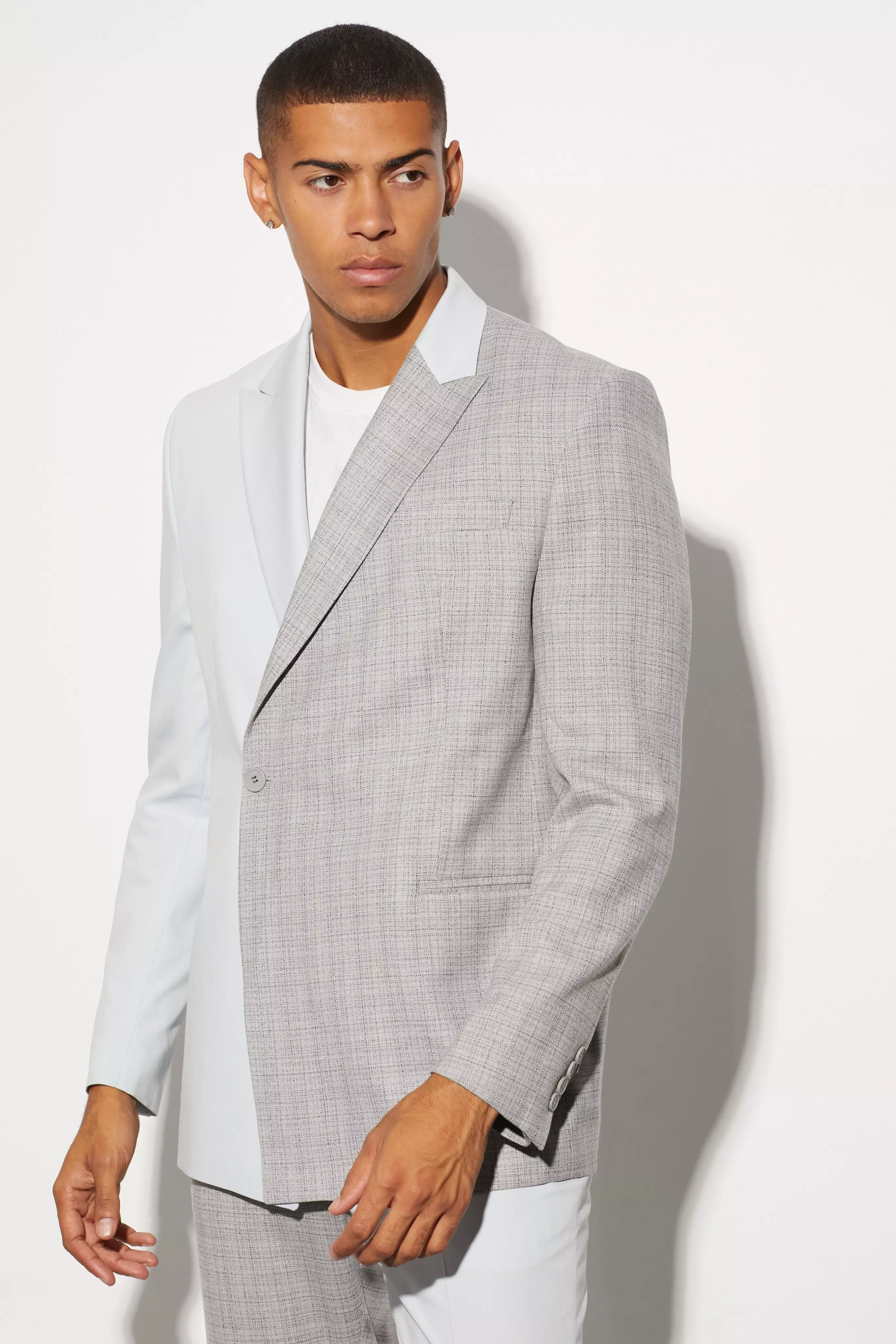Veste de costume oversize bicolore, Ice grey autre image