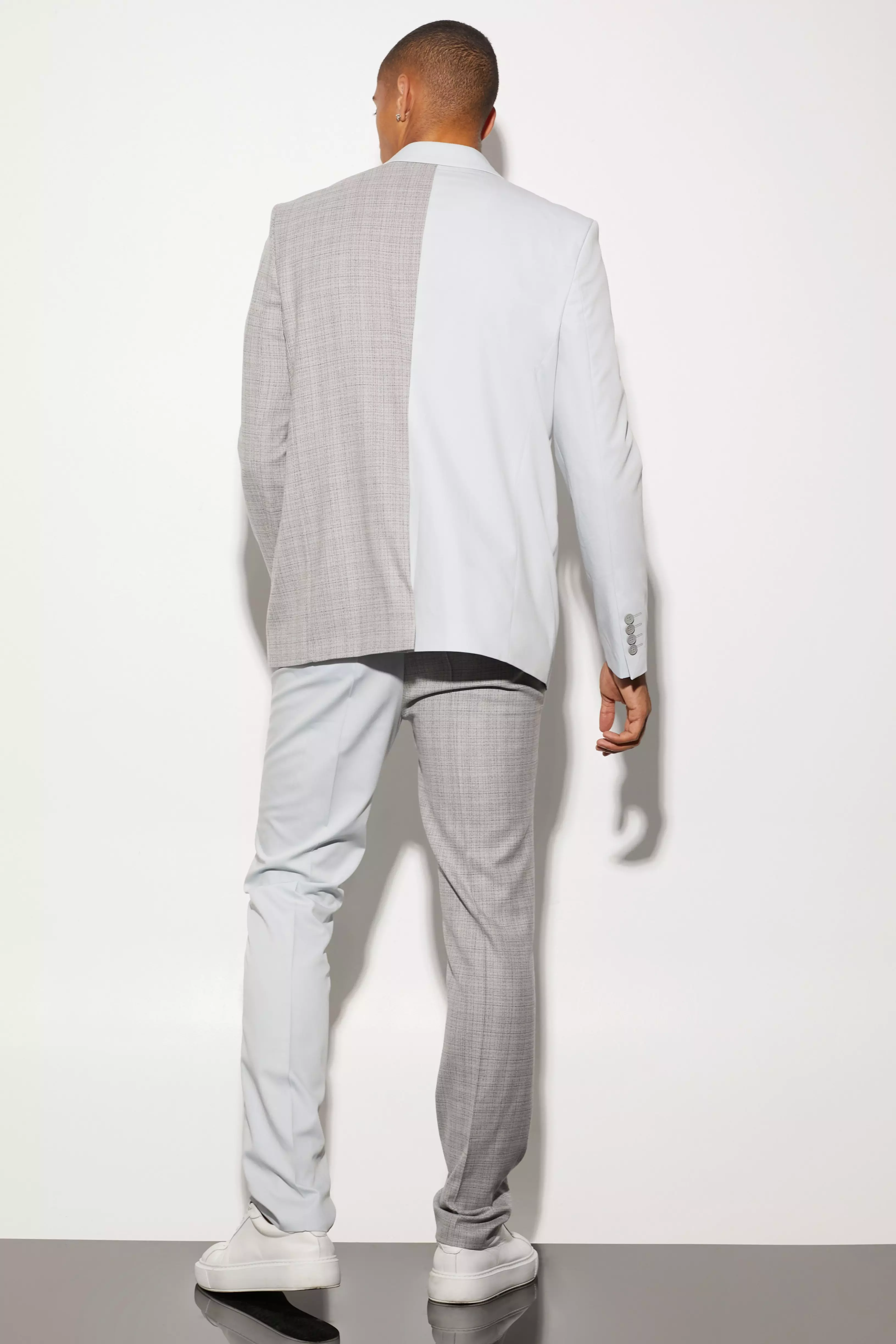 Veste de costume oversize bicolore, Ice grey autre image