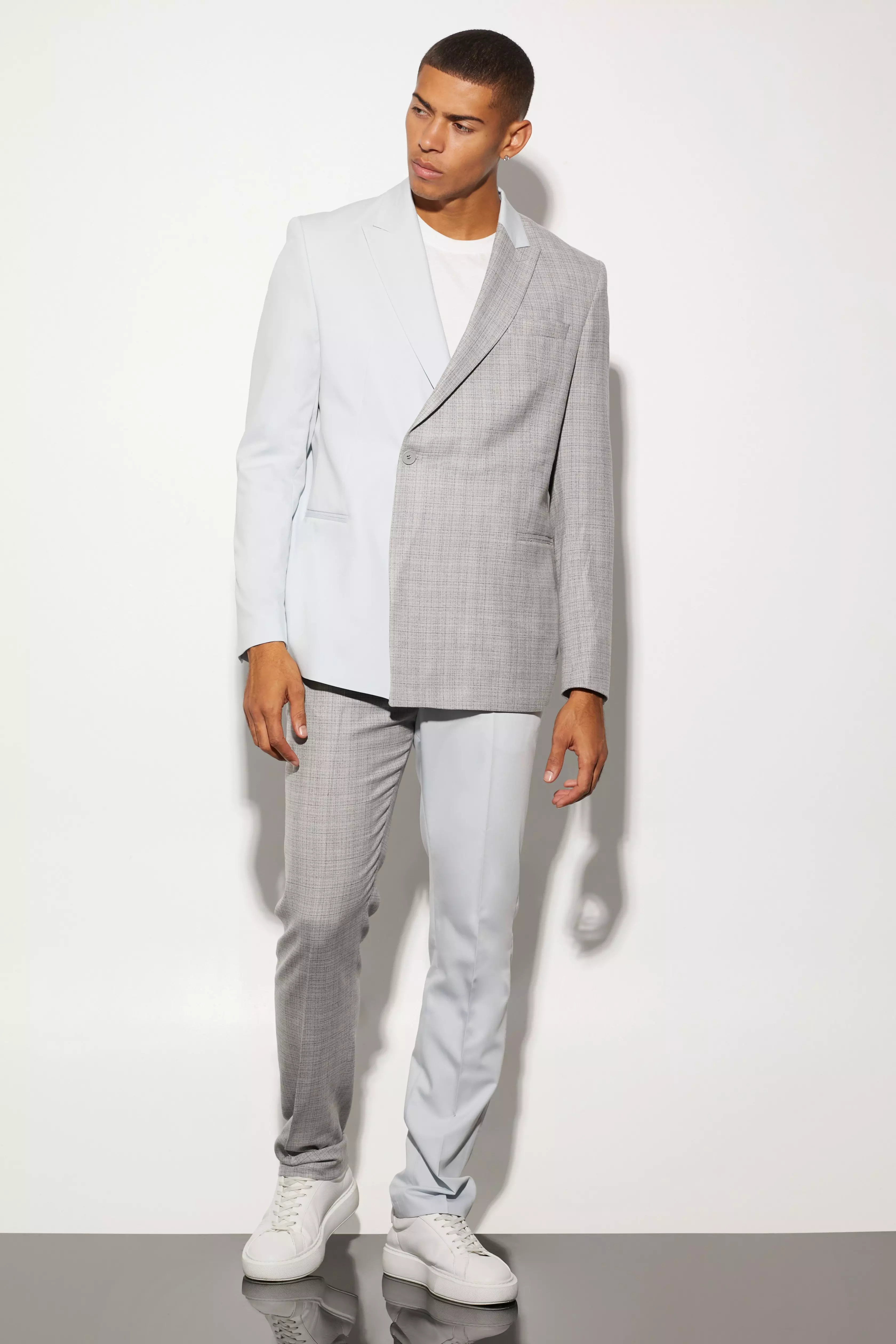 Veste de costume oversize bicolore, Ice grey autre image